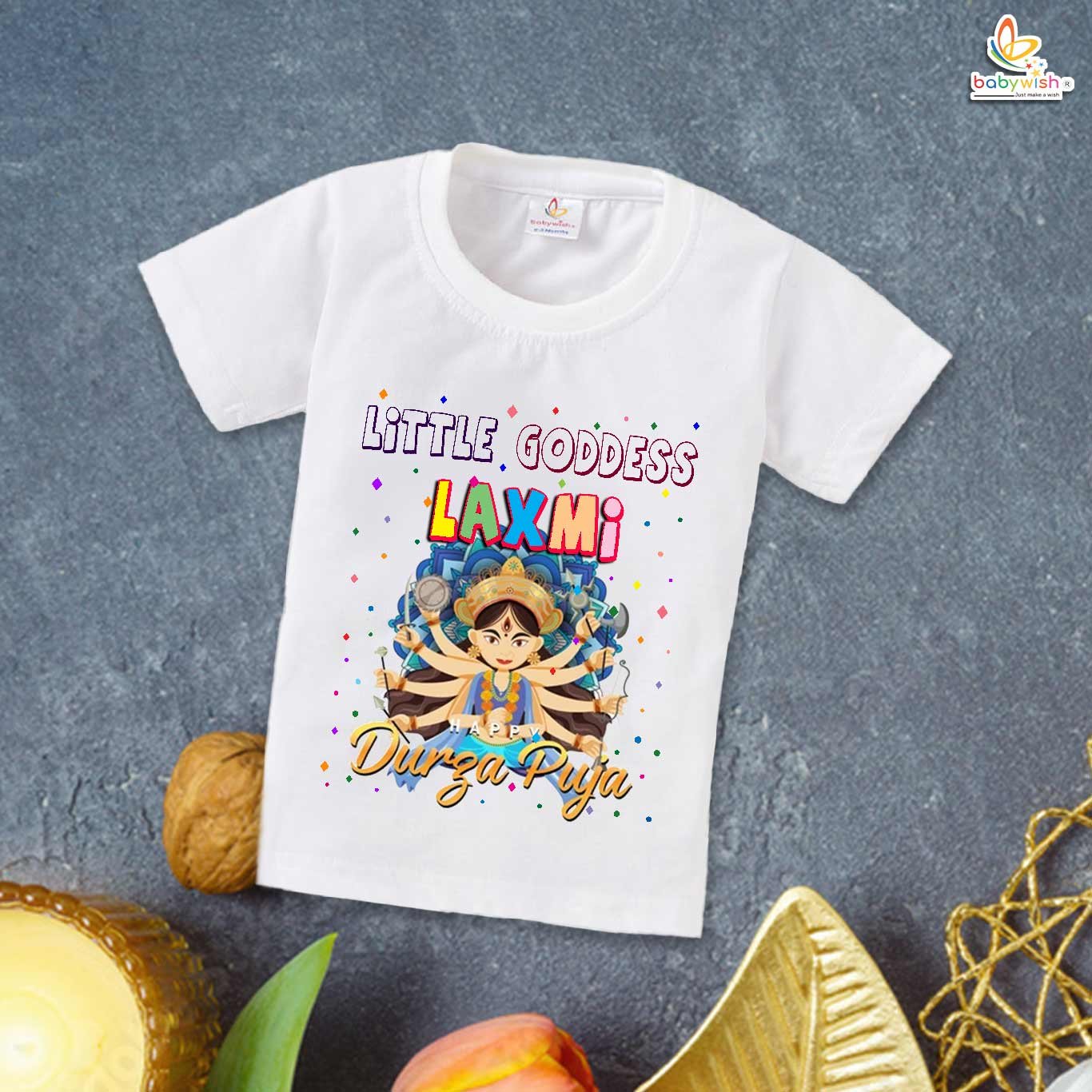 Baby Navratri T-shirt My First Dussehra Little Goddess Laxmi Toddler Festival Tee Kids Ethnic Celebration Outfit Gift for Girls Babywish