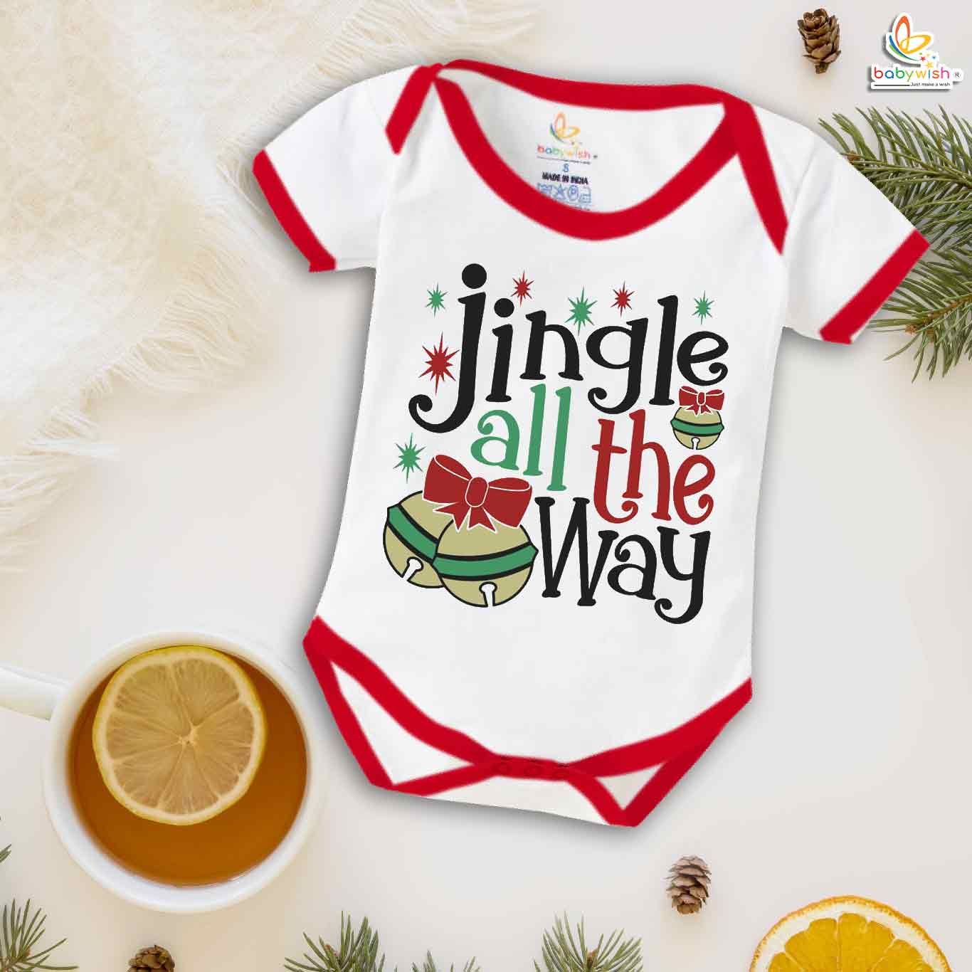 Babywish Christmas Romper Clothes for Babies, My First Merry Christmas Bodysuits, Christmas Jingle in All the Way Newborn Outfit, Cute Holiday Onesies for Boys & Girls