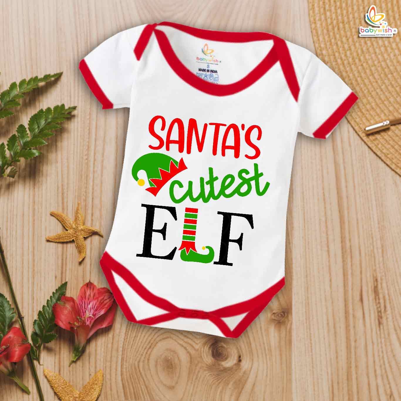 Babywish Christmas Romper Clothes for Babies, My First Merry Christmas Bodysuits, Santa's Cutest Elf Christmas Newborn Outfit, Cute Holiday Onesies for Boys & Girls