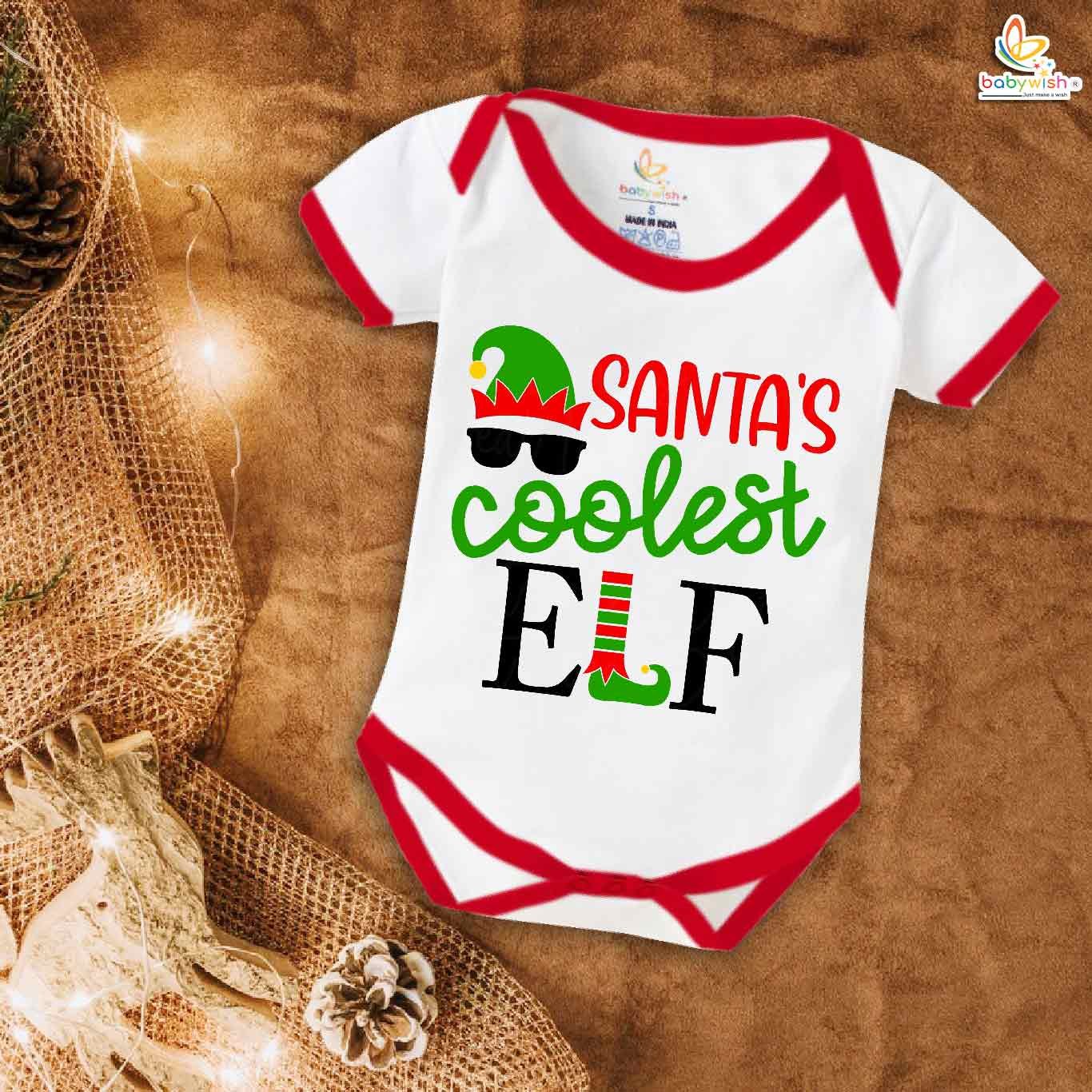 Babywish Christmas Romper Clothes for Babies, My First Merry Christmas Bodysuits, Santa's Coolest Elf Christmas Newborn Outfit, Cute Holiday Onesies for Boys & Girls