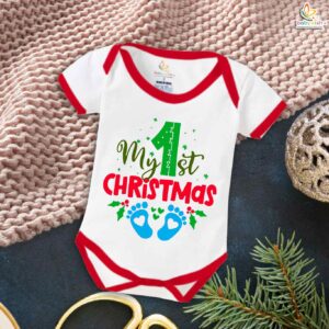 Babywish Christmas Romper Clothes for Babies, My First Merry Christmas Bodysuits, First Christmas Celebrations Newborn Outfit, Cute Holiday Onesies for Boys & Girls