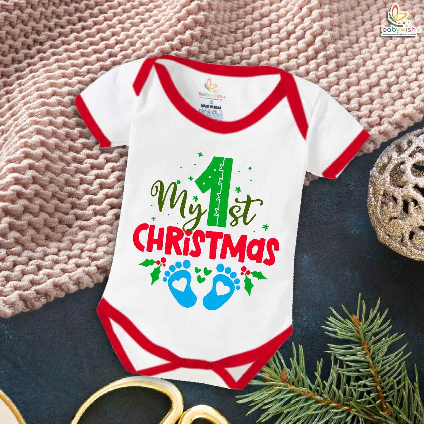 Babywish Christmas Romper Clothes for Babies, My First Merry Christmas Bodysuits, First Christmas Celebrations Newborn Outfit, Cute Holiday Onesies for Boys & Girls