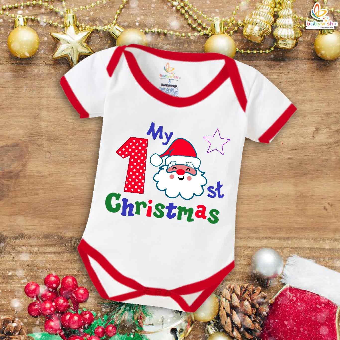 Babywish Christmas Romper Clothes for Babies, My First Merry Christmas Bodysuits, Santa Christmas Prints Newborn Outfit, Cute Holiday Onesies for Boys & Girls