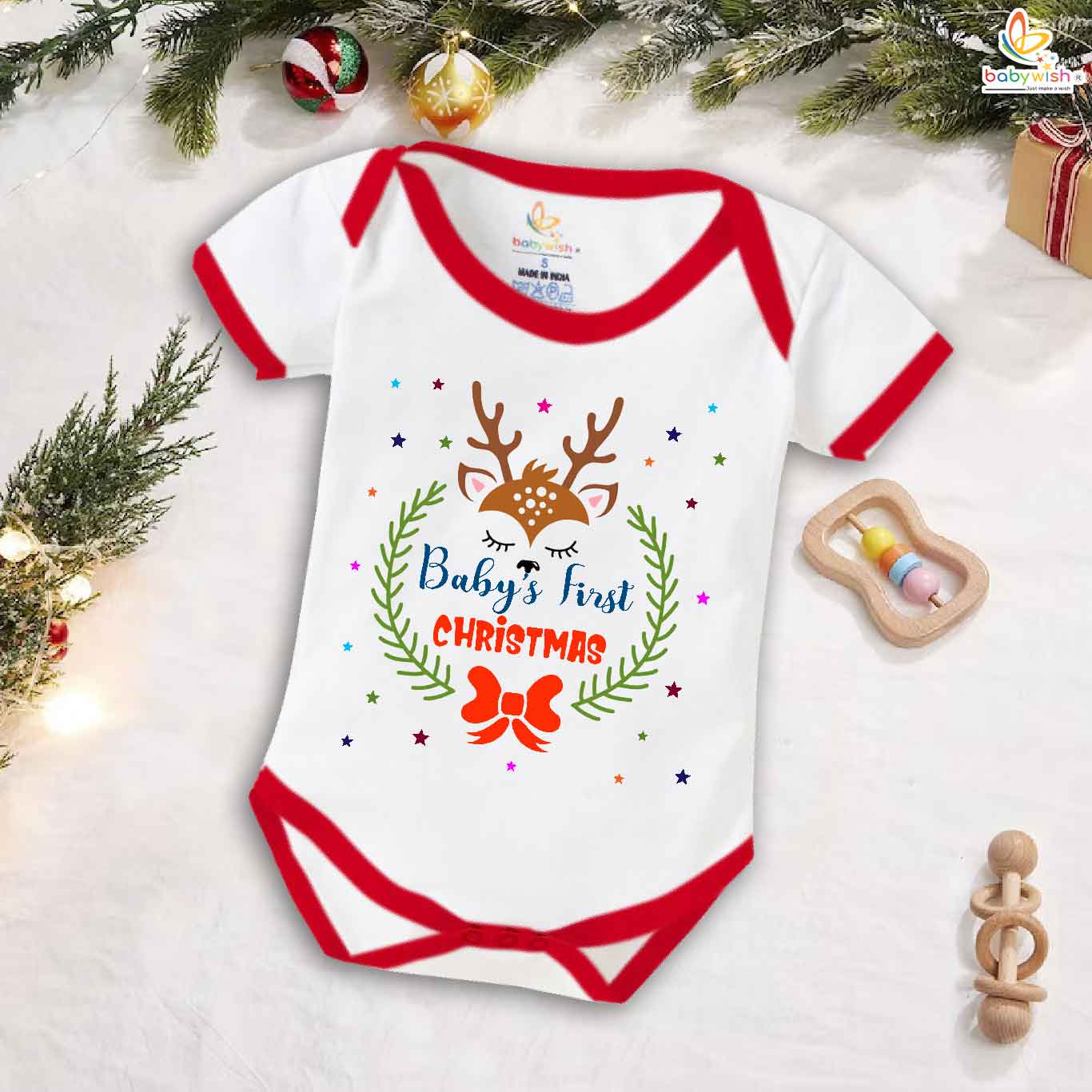 Babywish Christmas Romper Clothes for Babies, My First Merry Christmas Bodysuits, Baby's First Christmas Newborn Outfit, Cute Holiday Onesies for Boys & Girls