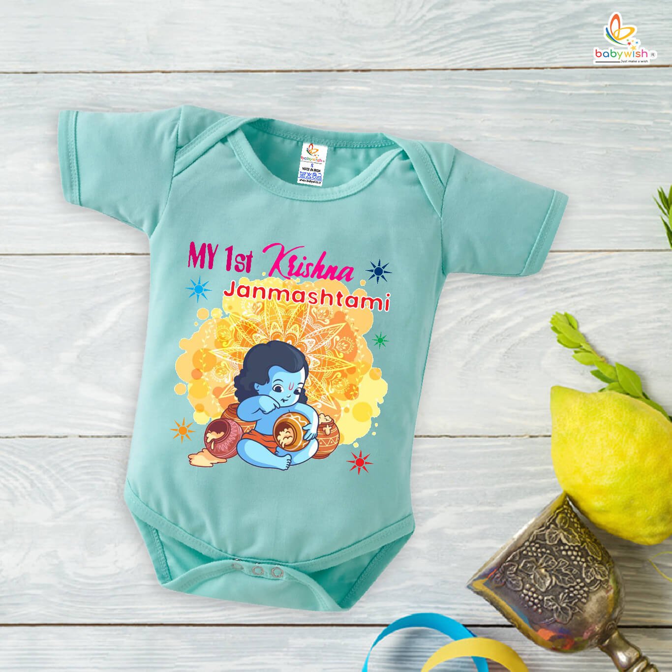 Dahi Handi Romper for Kids, Brother Sister Matching Dress, Cute Half Sleeve Onesie for Boys and Girls, Perfect Festive Outfit for Dahi Handi Babywish