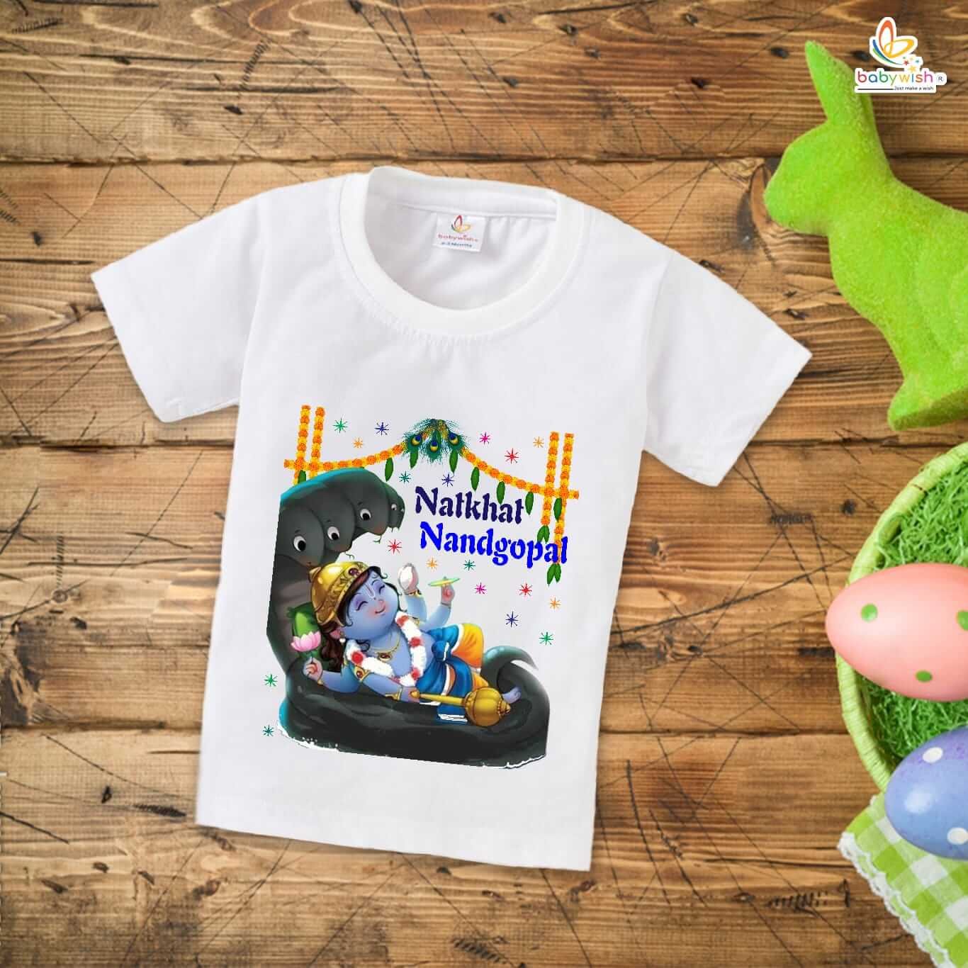 Babywish Dahi Handi T-Shirt for Boys and Girls Krishna Janmashtami T-Shirts HAPPY KRISHNA JANMASHTAMI