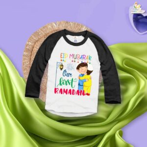 My First Eid Full Sleeve T-Shirt – “Our First Ramadan Mubarak” Print | Islamic Festival Shirt for Baby Boys & Girls | Cute Ramadan & Eid Outfit 2025 by Babywish