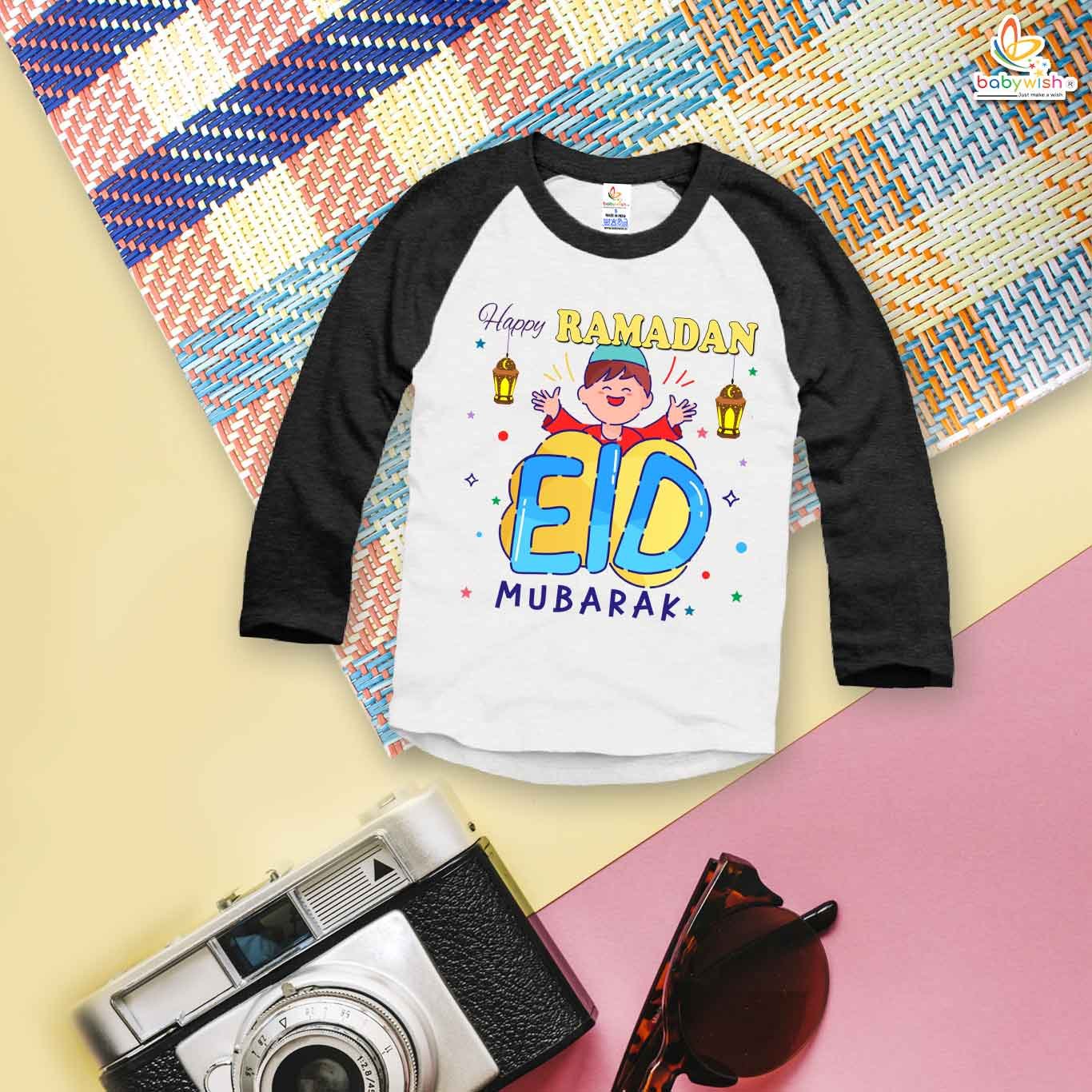 My First Eid Full Sleeve T-Shirt – “Happy Ramadan Eid Mubarak” Print | Baby Boys & Girls Islamic Festival Top | Cute Ramadan & Eid Outfit 2025 by Babywish