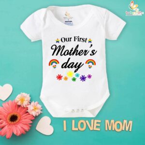 Our First Mothers Day Rainbow Print Babywish Romper/Onesies