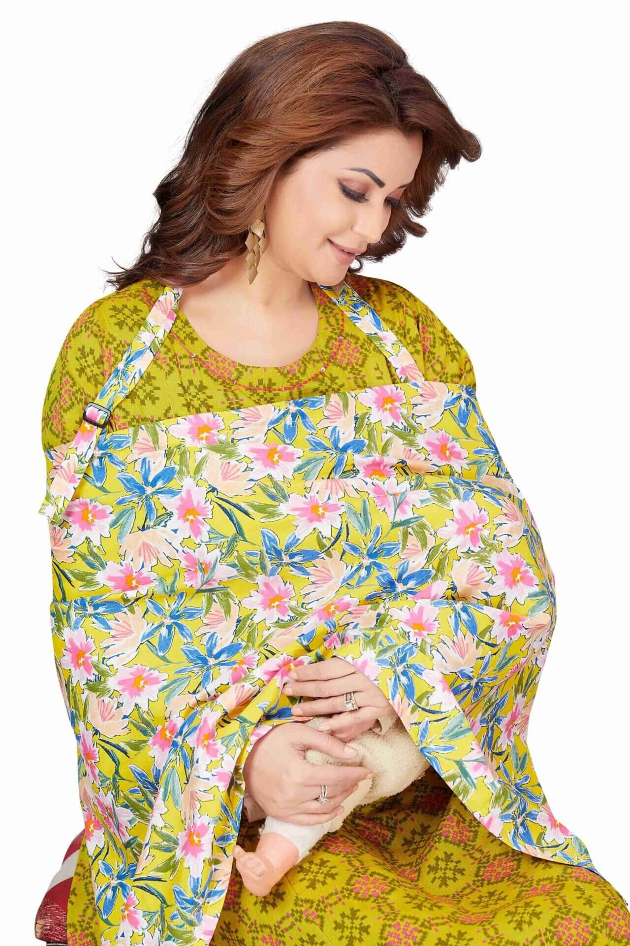 Floral Cotton Nursing Cover with Adjustable Neck Strap | Babywish
