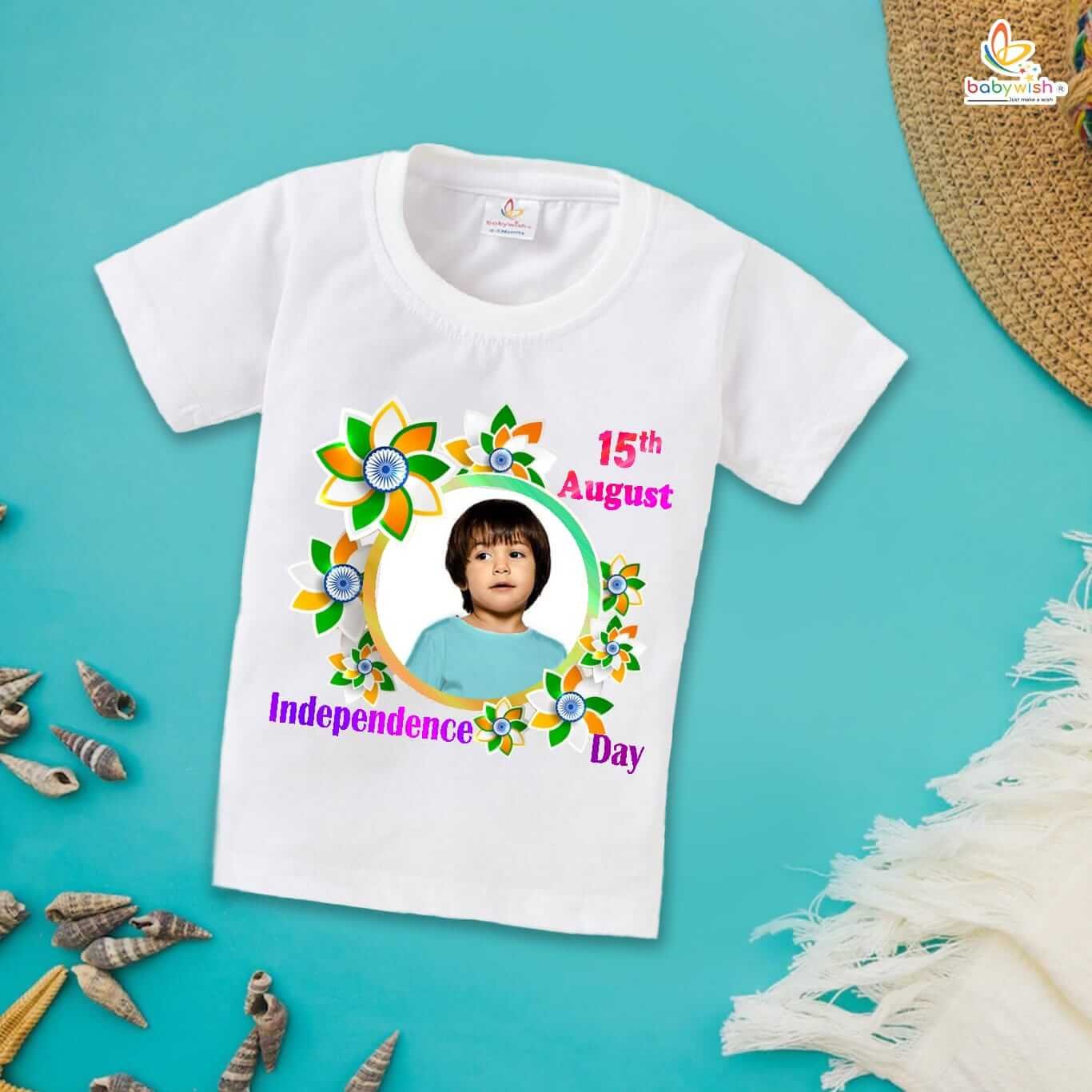 Independence Day T-Shirt for Boys and Girls – 15th August Half Sleeve Cotton Tee, Patriotic Celebration Party Topwear, Happy Independence Day Outfit – Babywish