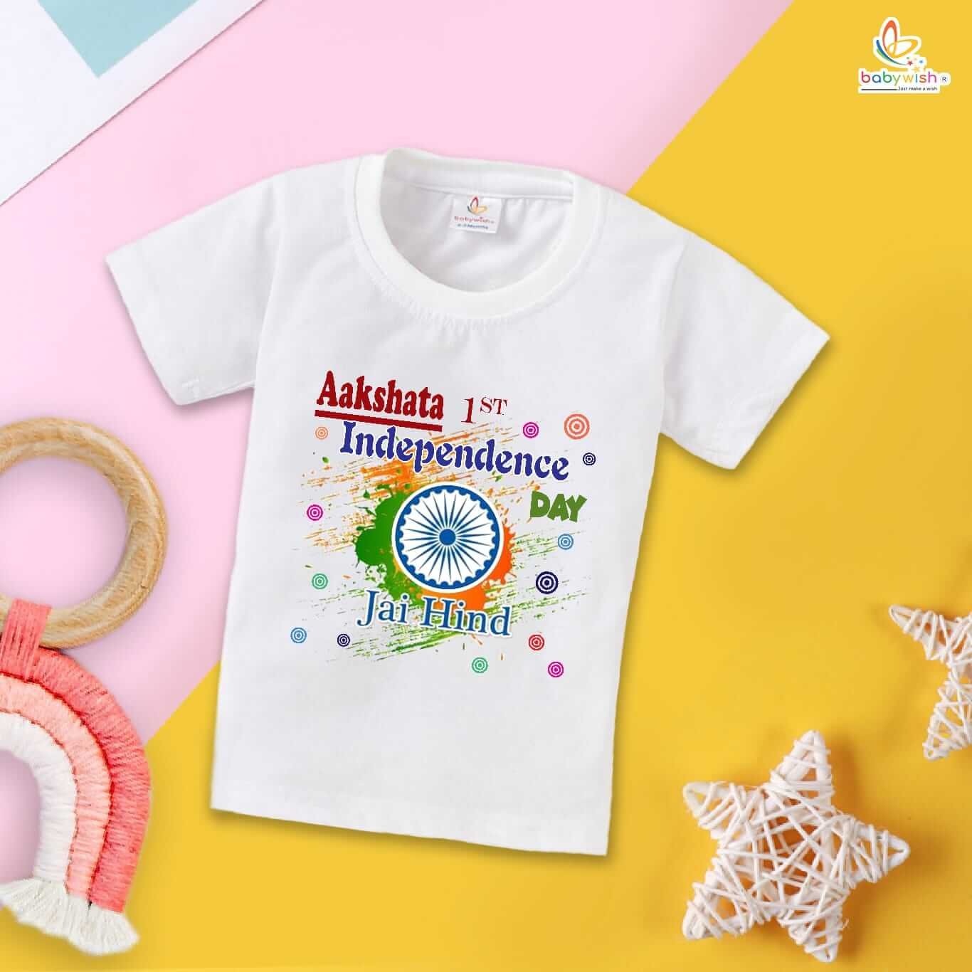 Independence Day T-Shirt for Boys and Girls – 15th August Half Sleeve Cotton Tee, Patriotic Celebration Party Topwear, Comfy Kids Outfit, Happy Independence Day – Babywish