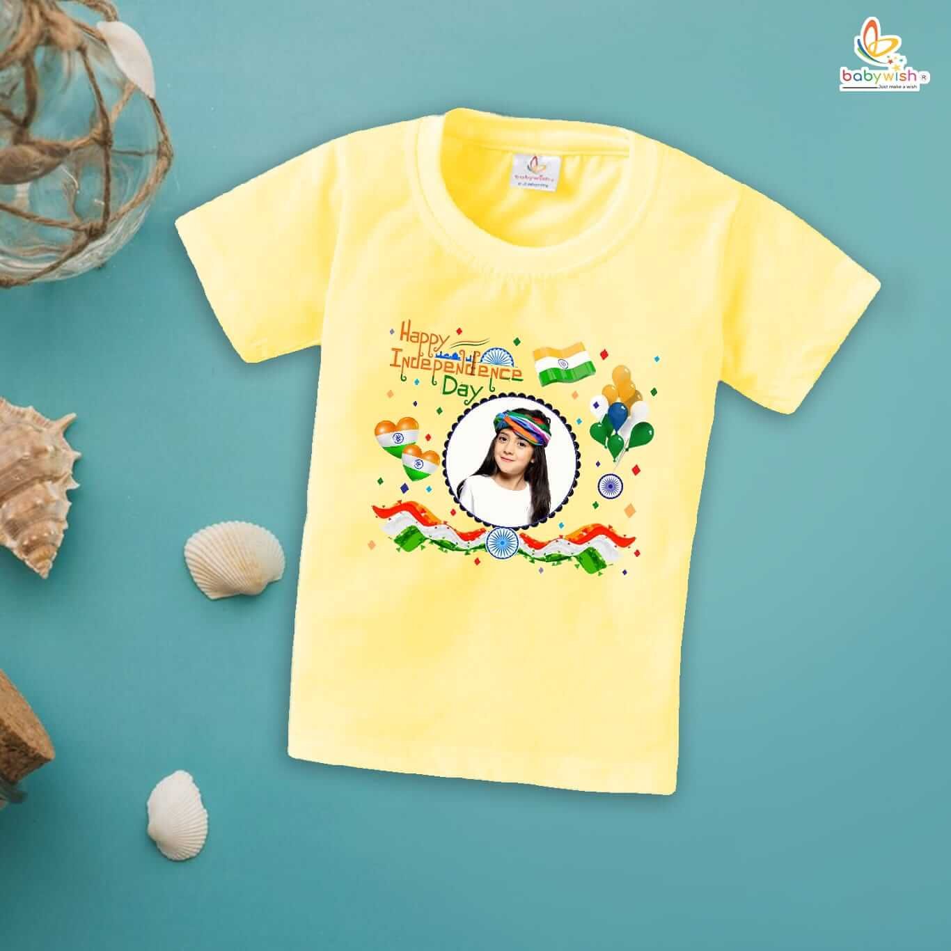 Independence Day T-Shirt for Boys and Girls – 15th August Half Sleeve Cotton Tee, Patriotic Celebration Party Topwear, Happy Independence Day – Babywish