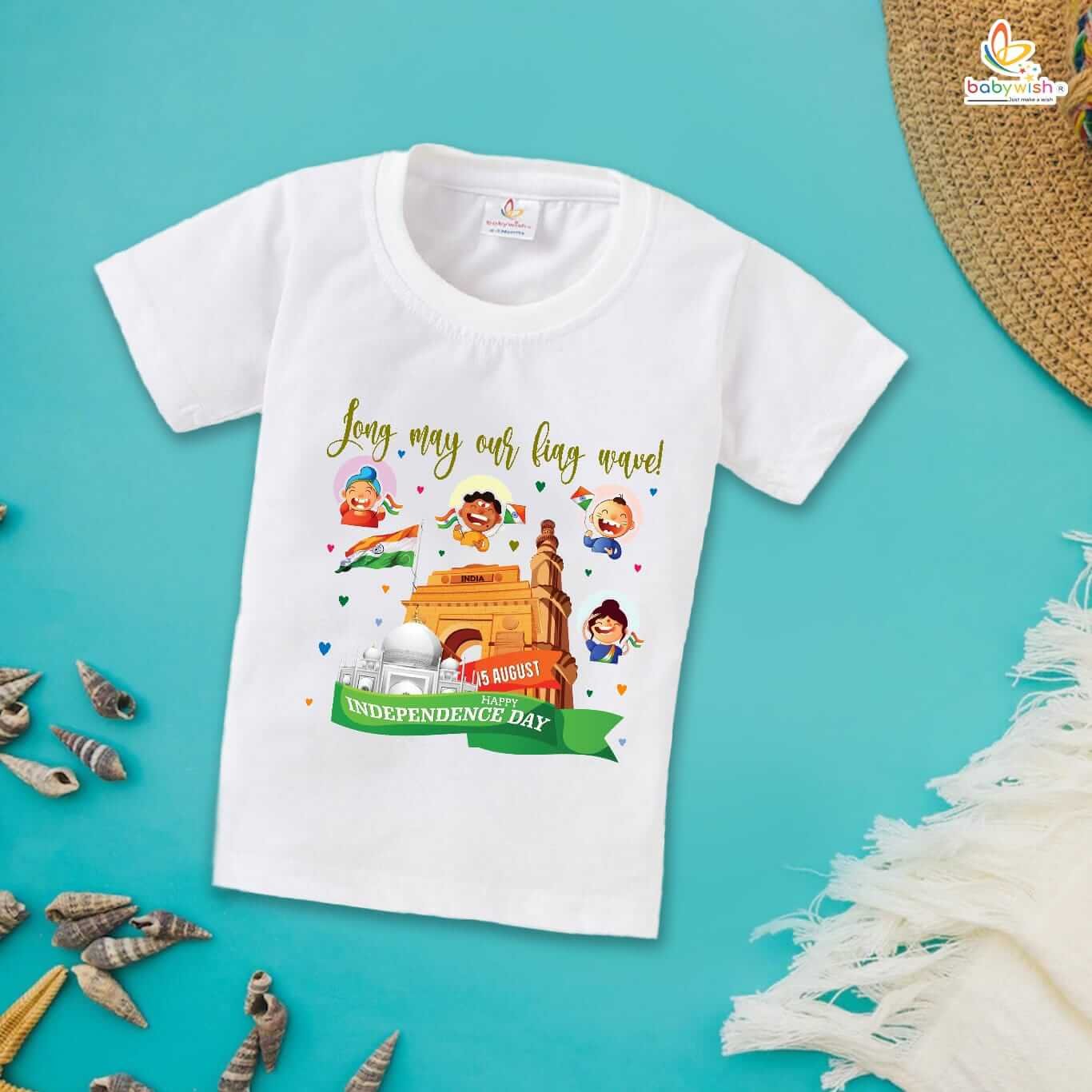 Independence Day T-Shirt for Boys and Girls – 15th August Half Sleeve Cotton Tee, Patriotic Celebration Party Topwear, Happy Independence Day Outfit – Babywish
