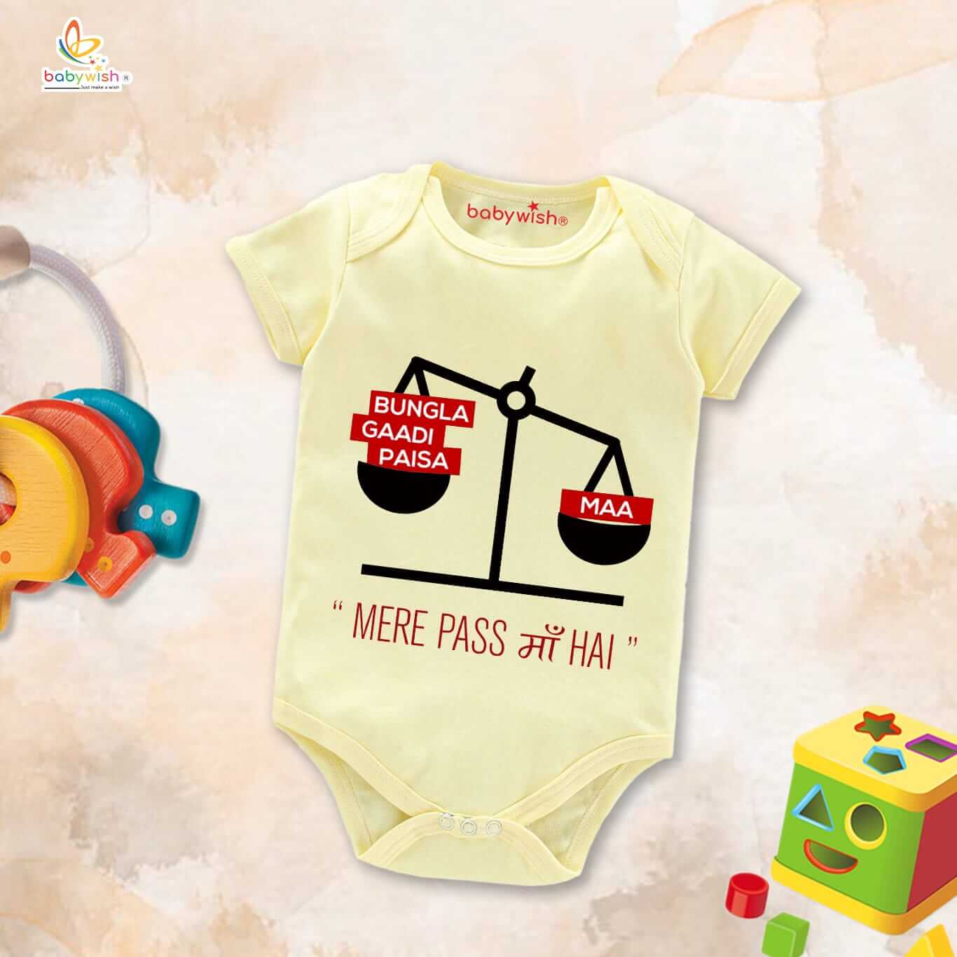 Mothers Day Special Baby Outfit Half Sleeve Unisex Romper Onesies for Newborn baby - Lemon, 9-12 Months