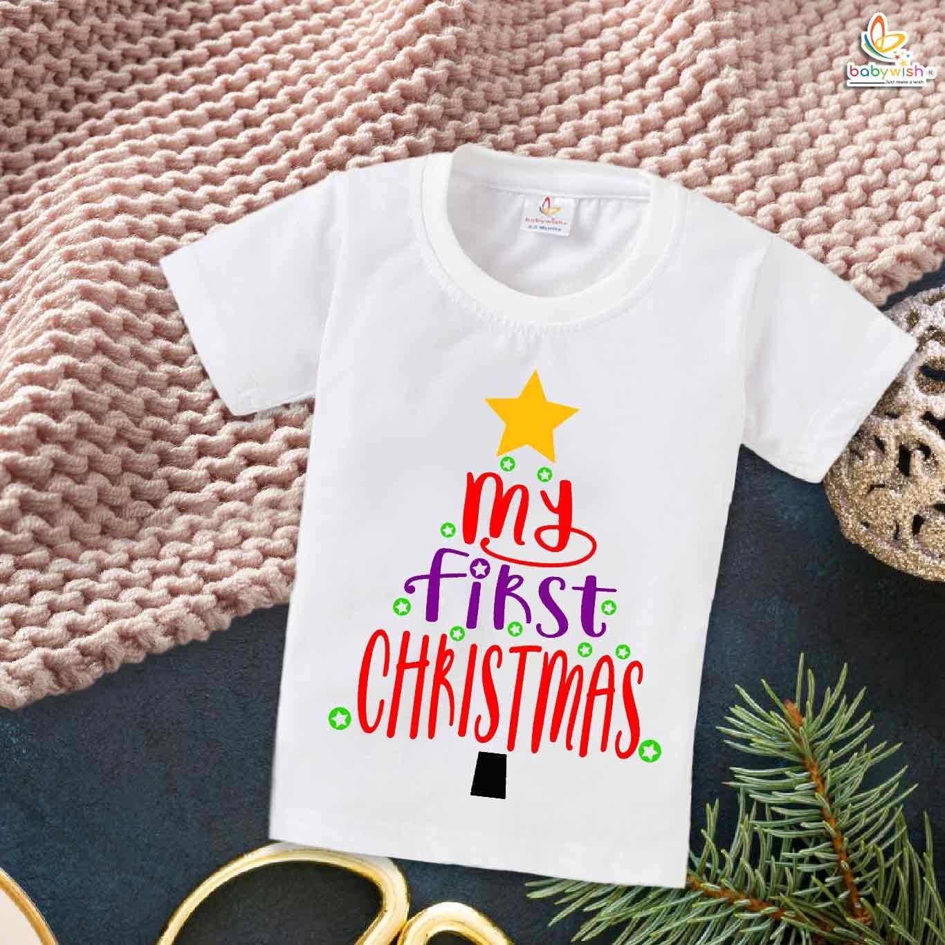 Babywish Christmas T-shirt My First Christmas T-shirt My 1st Christmas Multicolor Star print