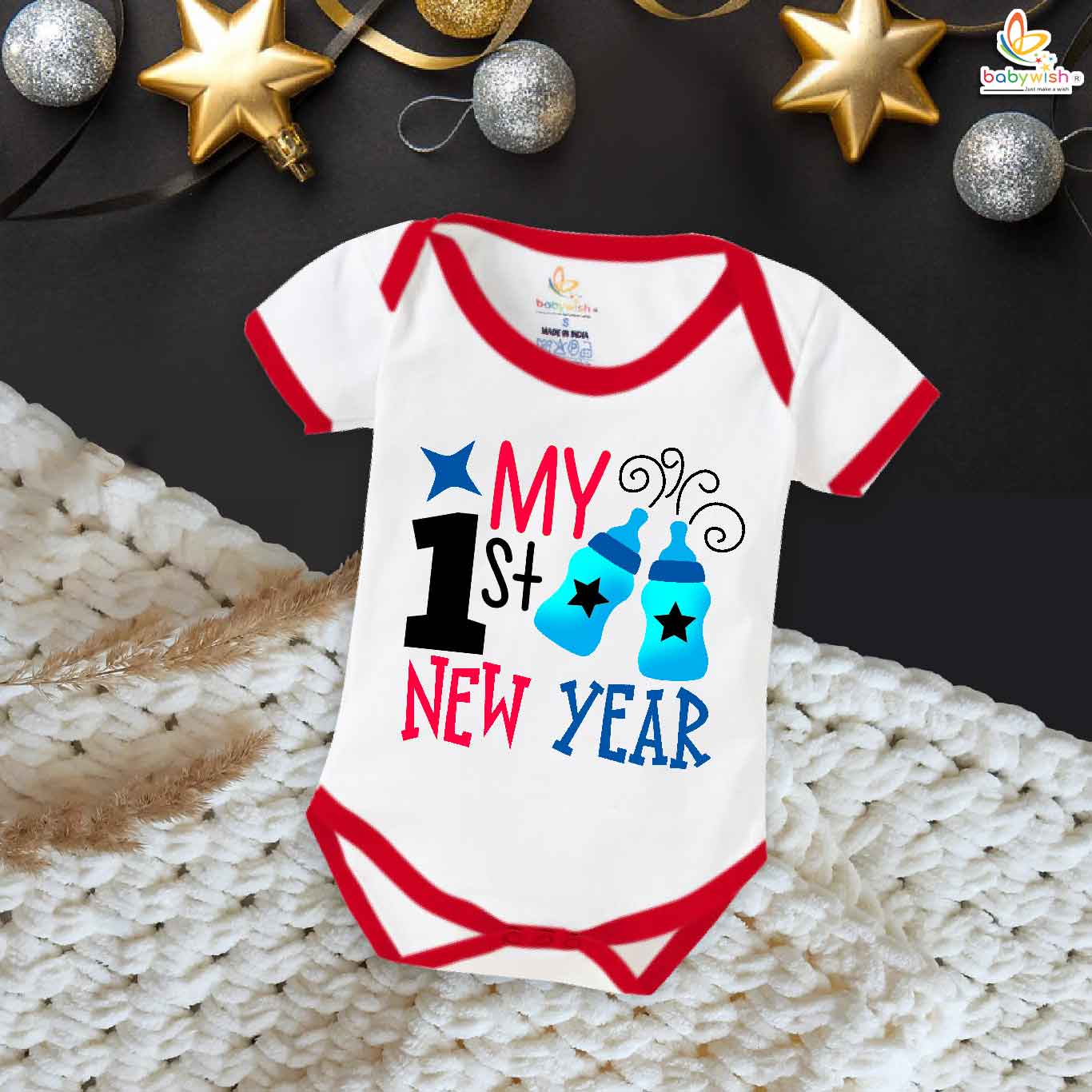 Babywish New Year Romper Clothes My First New Year Bodysuits My 1st New Year Star print