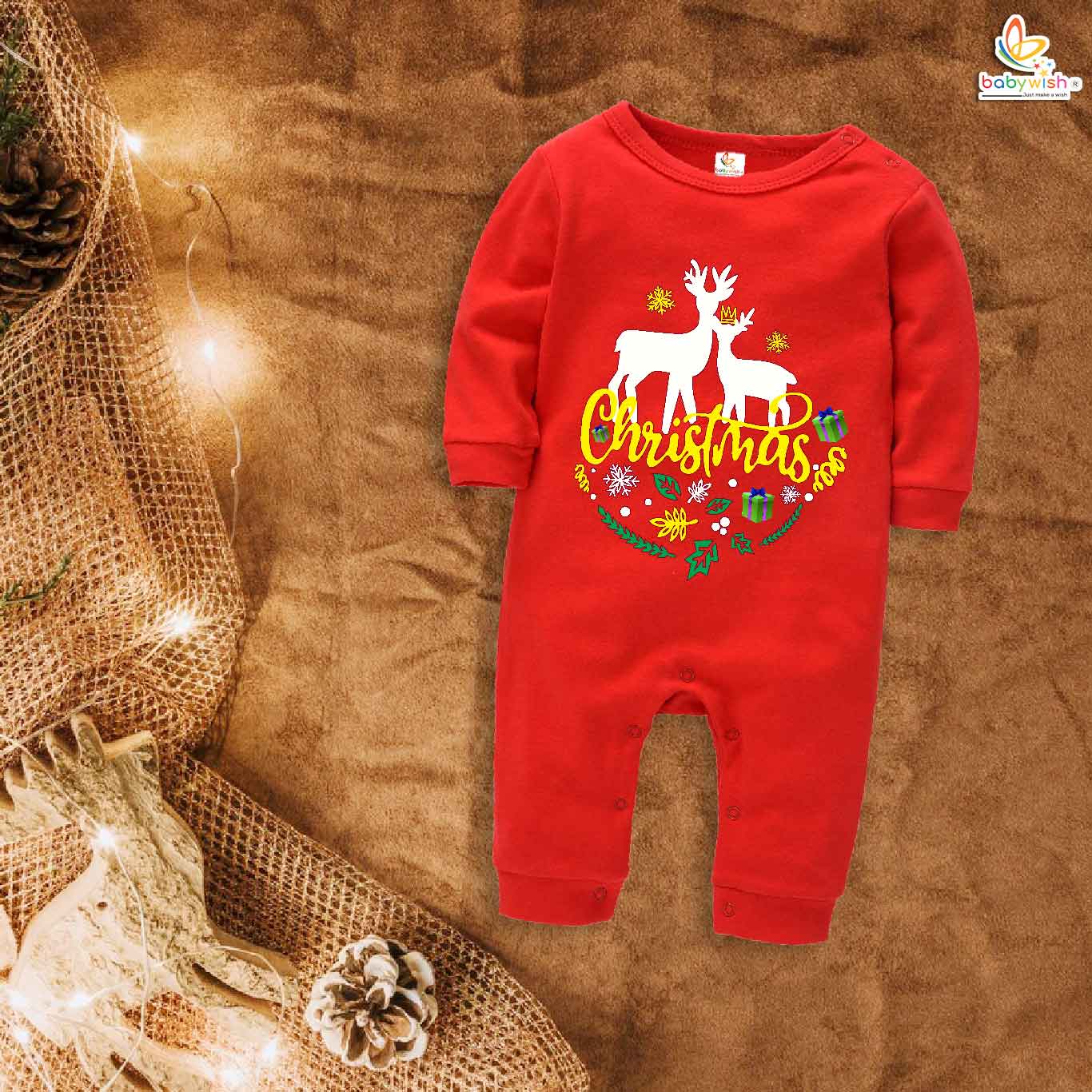 Babywish Christmas Full Body Romper Clothes My First Merry Full Bodysuit Christmas 2 Dear Print