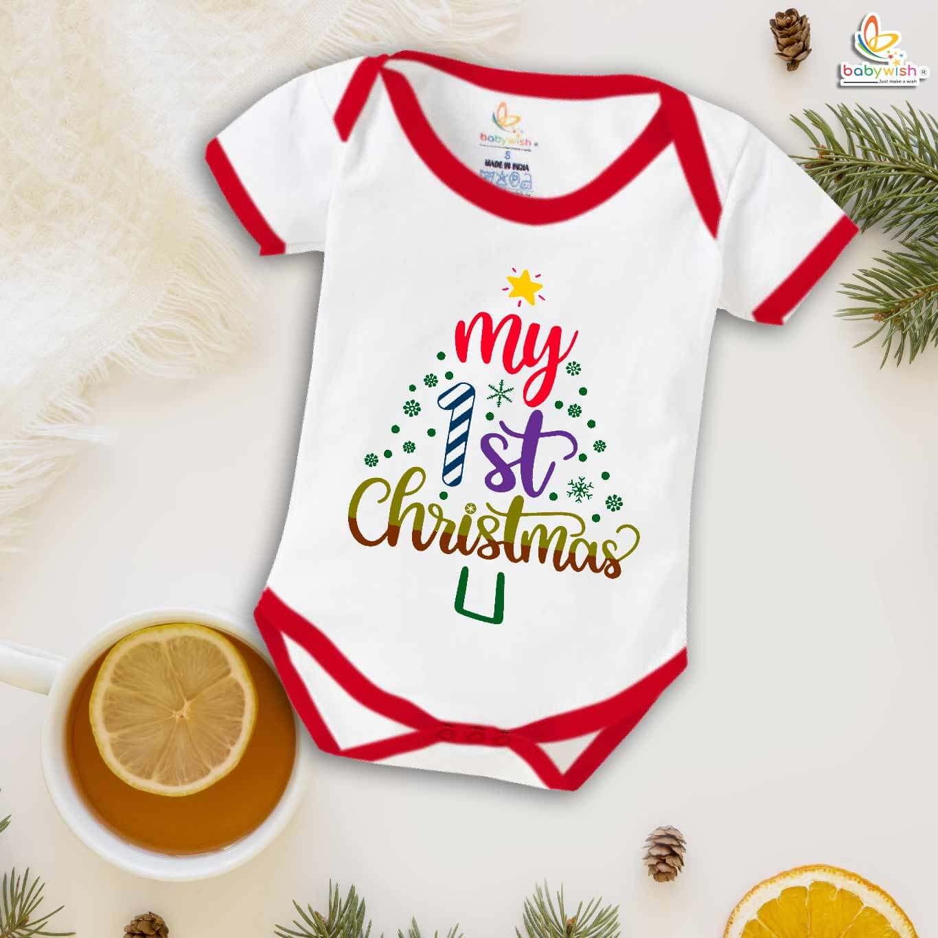 Babywish Christmas Romper Clothes for Babies, My First Merry Christmas Bodysuits, My First Christmas Star Newborn Outfit, Cute Holiday Onesies for Boys & Girls