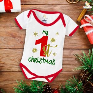 Babywish Christmas Romper Clothes for Babies, My First Merry Christmas Bodysuits, "Jingle All The Way" Newborn Outfit, Cute Holiday Onesies for Boys & Girls