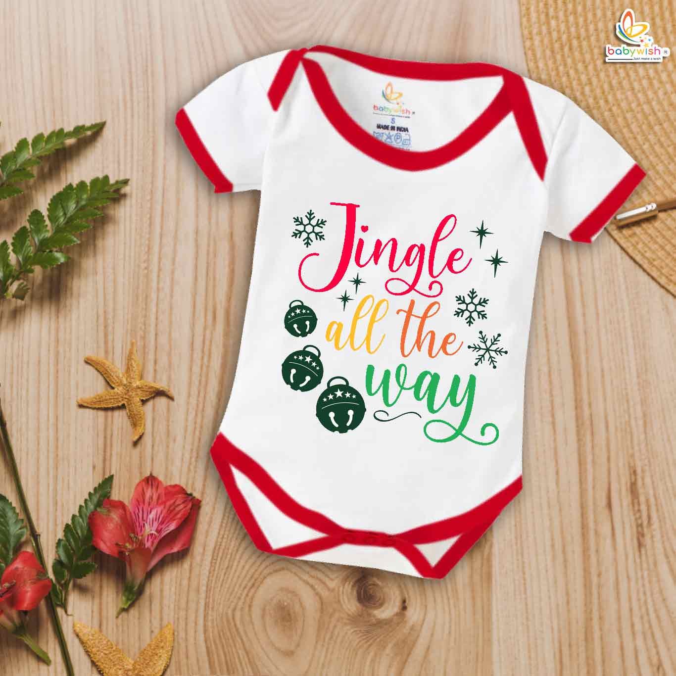 Babywish Christmas Romper Clothes for Babies, My First Merry Christmas Bodysuits, "Jingle All The Way" Newborn Outfit, Cute Holiday Onesies for Boys & Girls