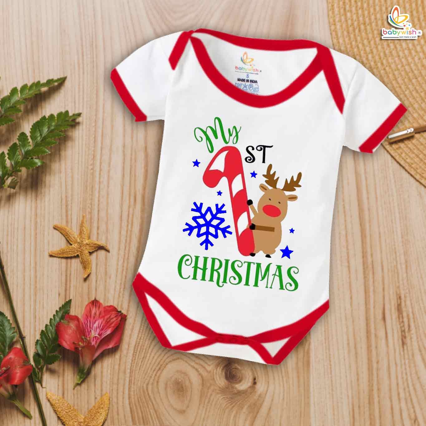 Babywish Christmas Romper Clothes for Babies, My First Merry Christmas Bodysuits, Animal Print Christmas Design Newborn Outfit, Cute Holiday Onesies for Boys & Girls