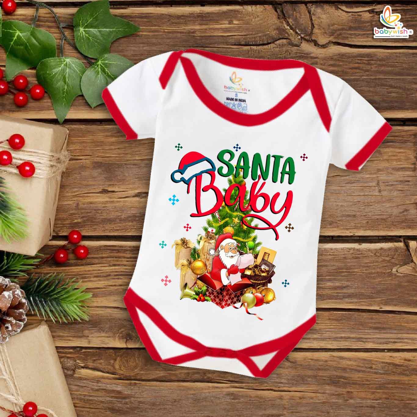 Babywish Christmas Romper Clothes for Babies, My First Merry Christmas Bodysuits, Red Santa Baby Gifted Newborn Outfit, Cute Holiday Onesies for Boys & Girls