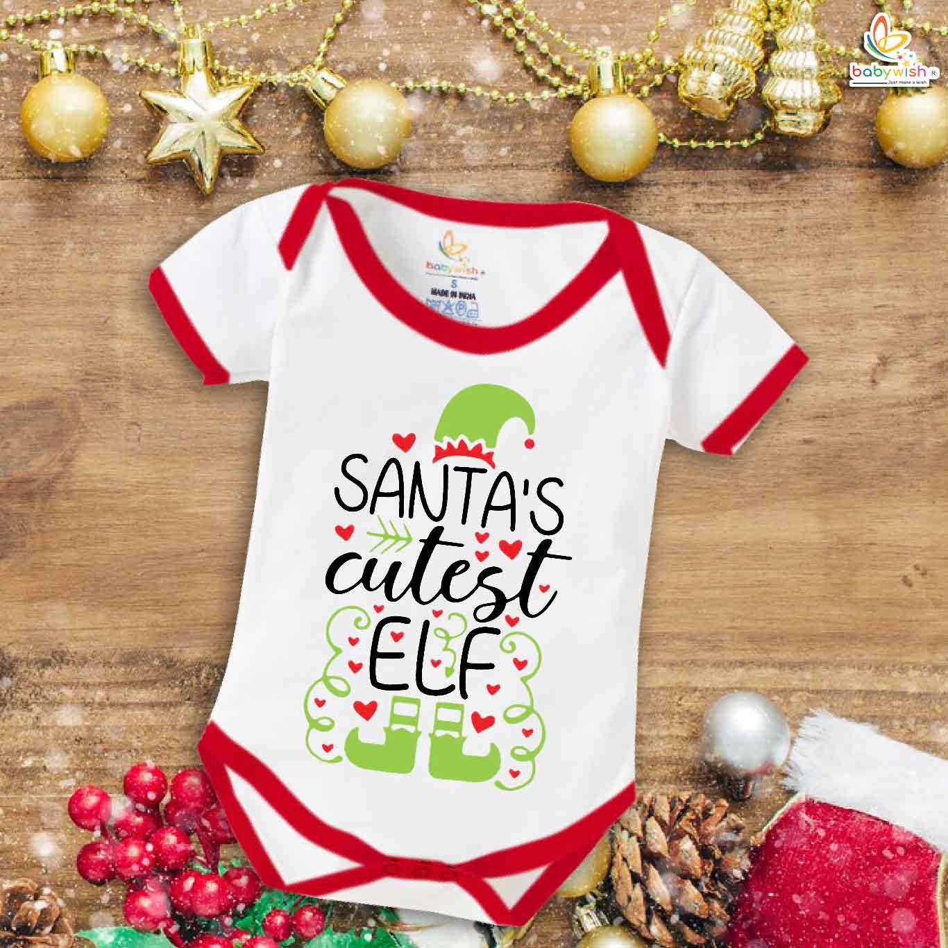 Babywish Christmas Romper Clothes for Babies, My First Merry Christmas Bodysuits, Christmas Santa Elf Print Newborn Outfit, Cute Holiday Onesies for Boys & Girls