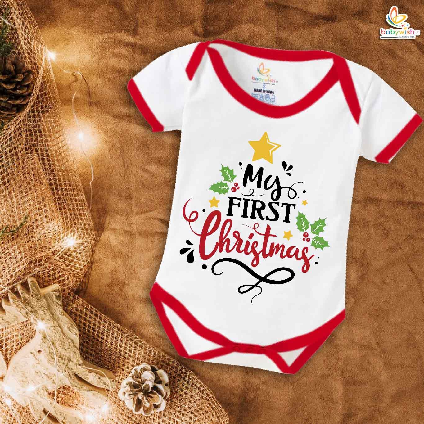 Babywish Christmas Romper Clothes for Babies, My First Merry Christmas Bodysuits, My First Christmas Festivals Newborn Outfit, Cute Holiday Onesies for Boys & Girls