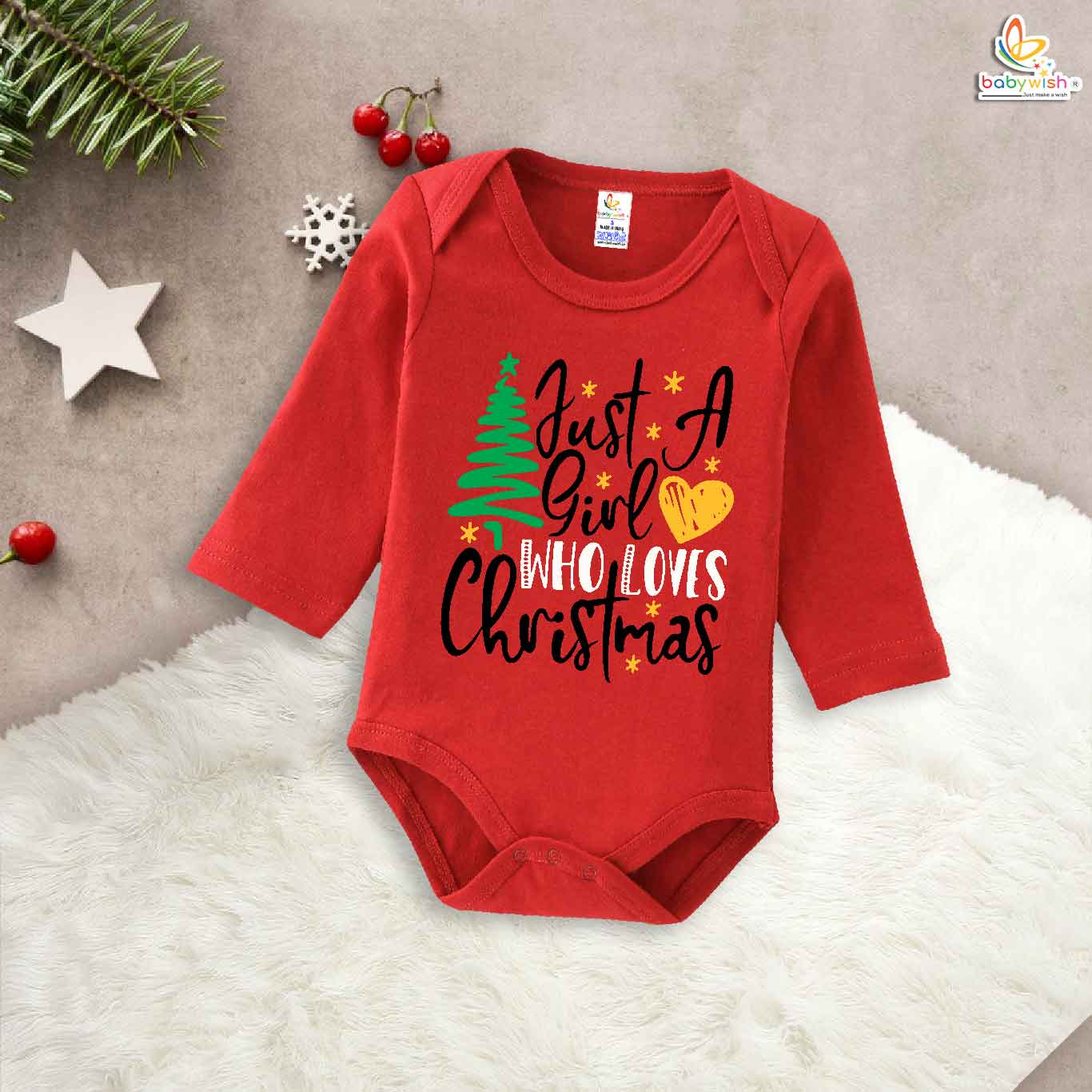 Babywish Christmas Romper Clothes My First Merry Bodysuit Romper Just a girl who love christmas