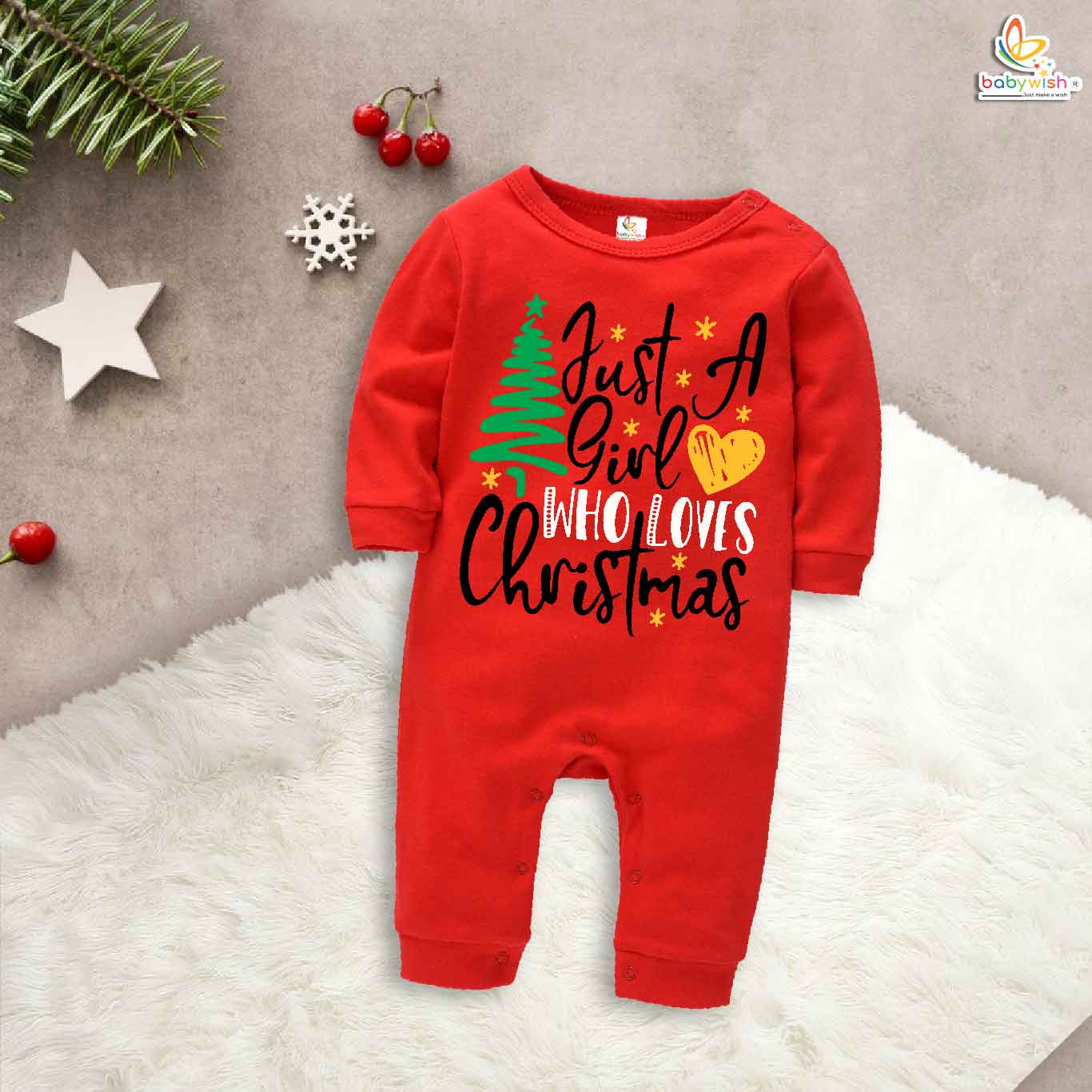 Babywish Christmas Full Body Romper Clothes My First Merry Bodysuit Just a girl who love christmas