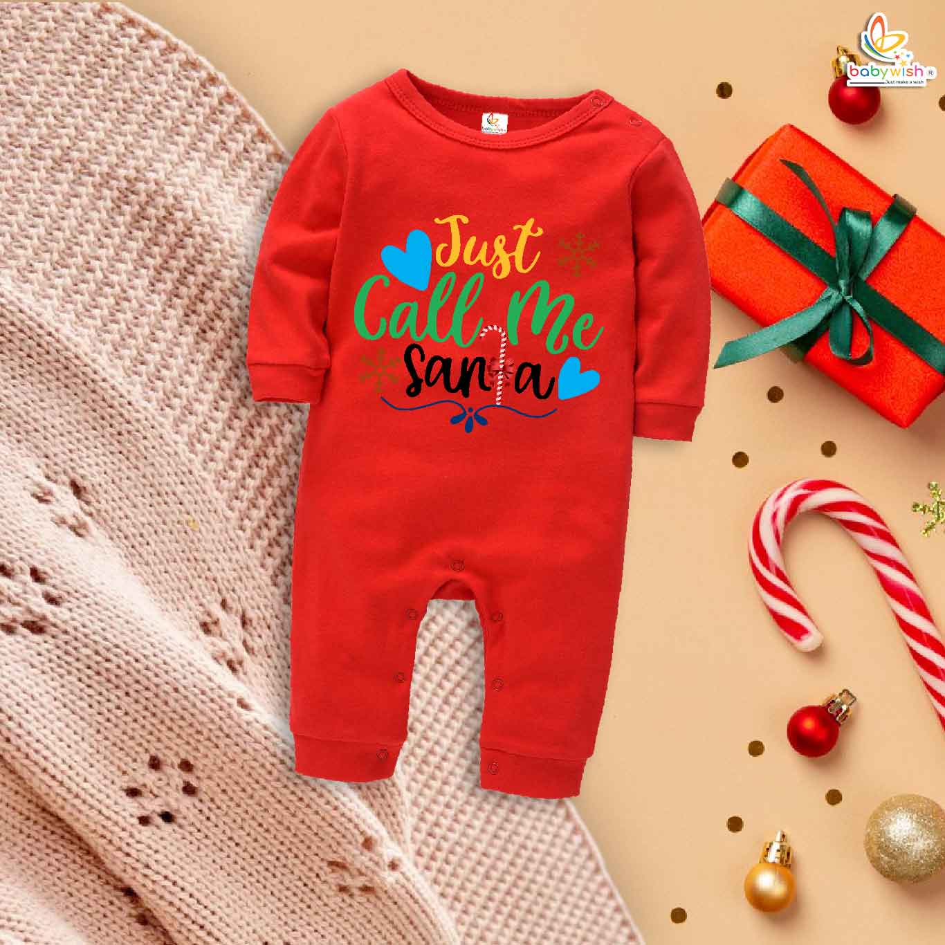 Babywish Christmas Full Body Romper Clothes My First Merry Bodysuit Just Call Me Santa