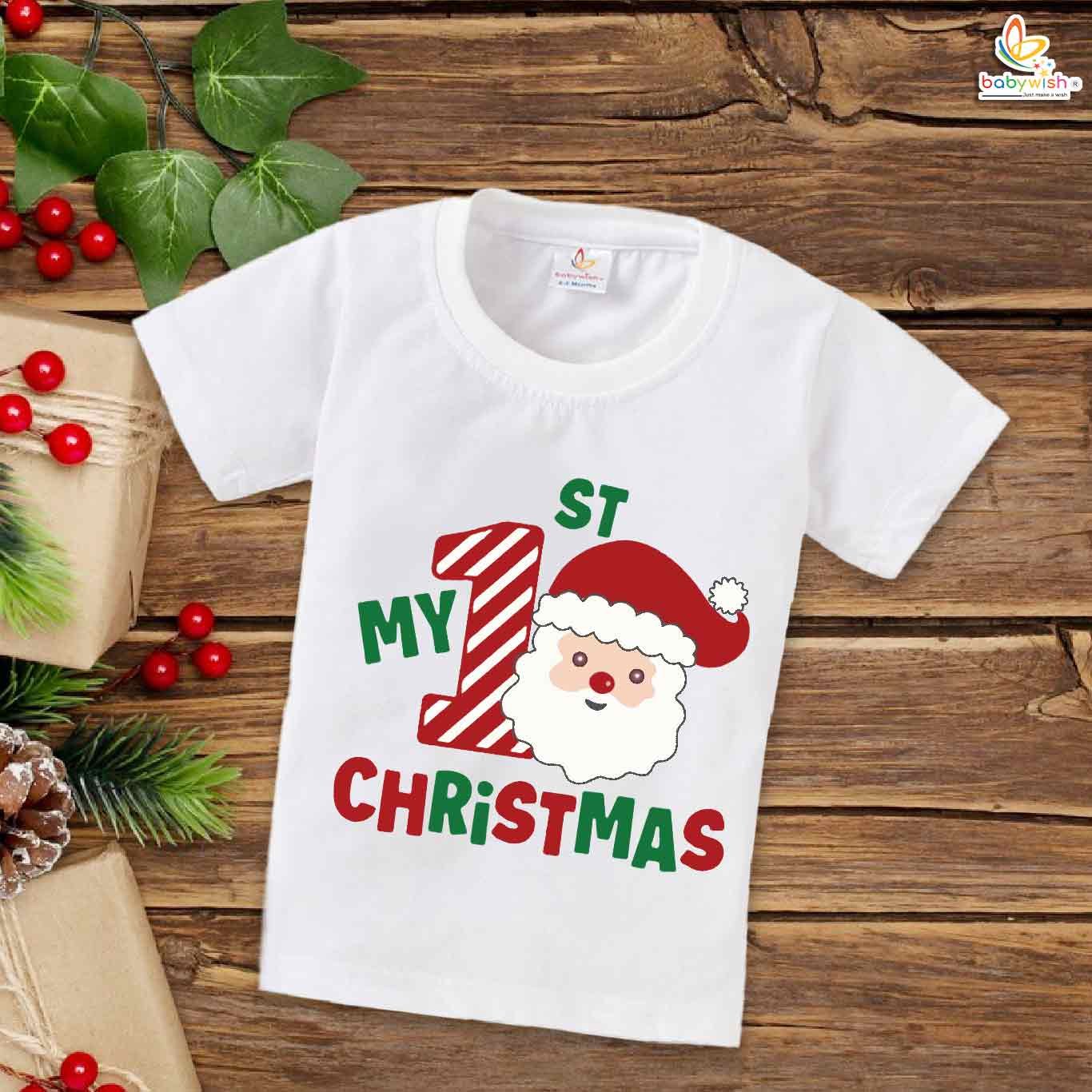 Babywish Christmas T-shirt My First Christmas T-shirt 1st Christmas Santa Theme