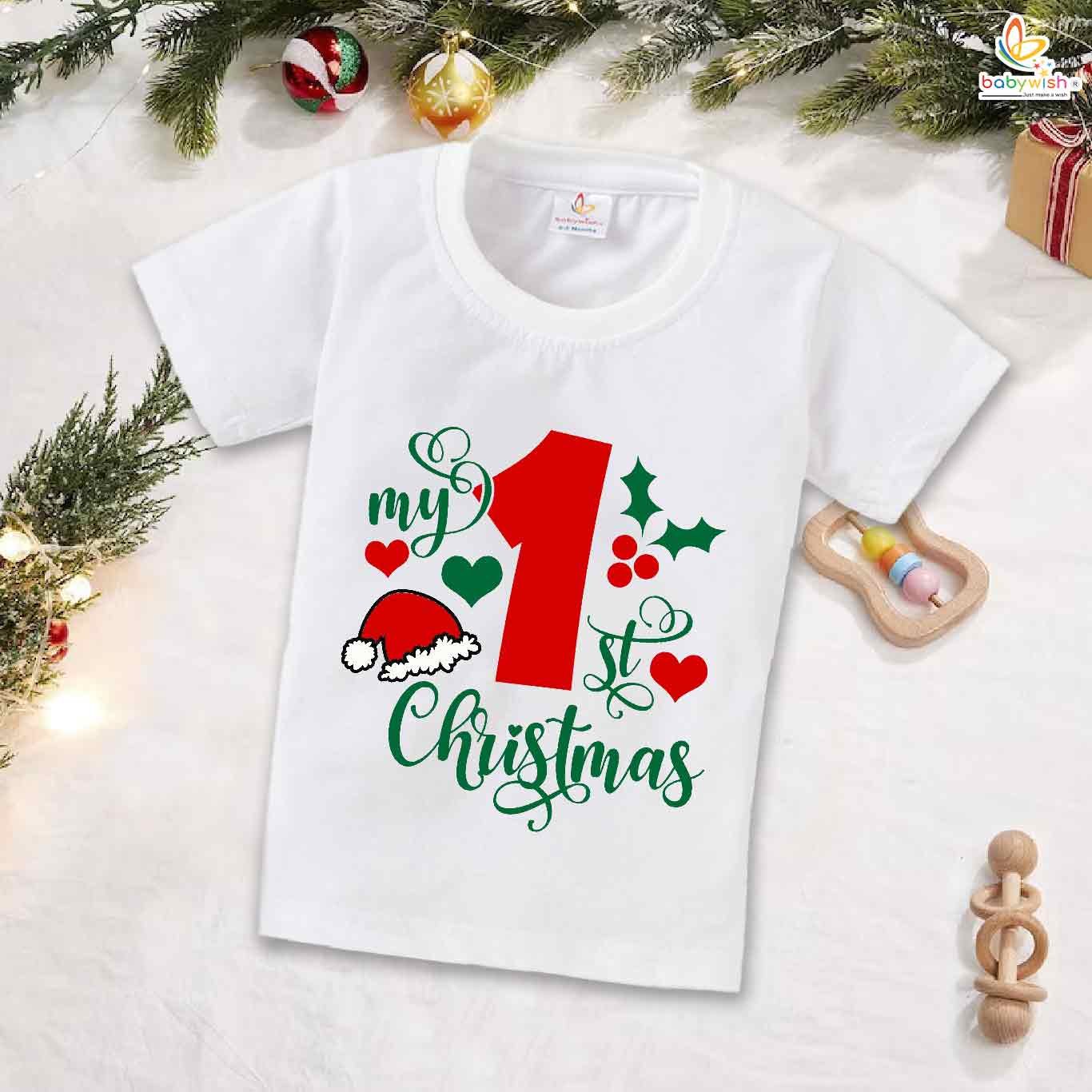 Babywish Christmas T-shirt My First Christmas T-shirt Christmas Cap Print Design