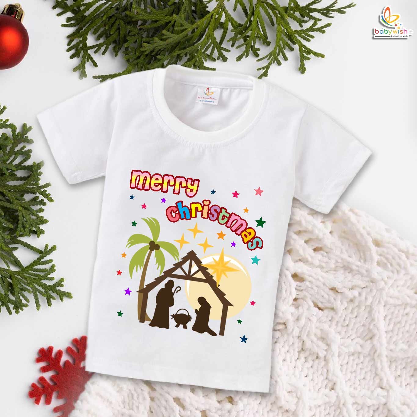 Babywish Christmas T-shirt My First Christmas T-shirt Merry Christmas Coconut Tree Print