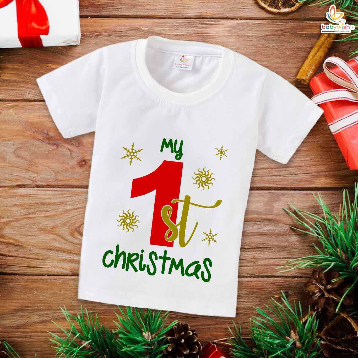 Babywish Christmas T-shirt My First Christmas T-shirt First Christmas Floral Theme