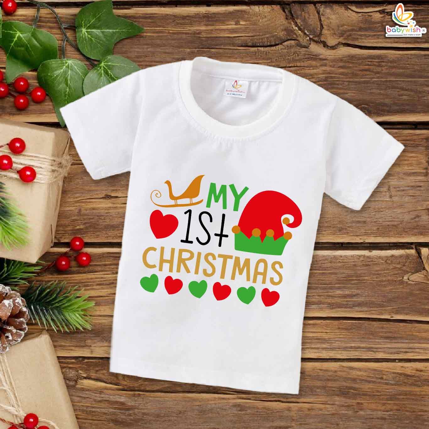 Babywish Christmas T-shirt My First Christmas T-shirt First Christmas Hearts Prints