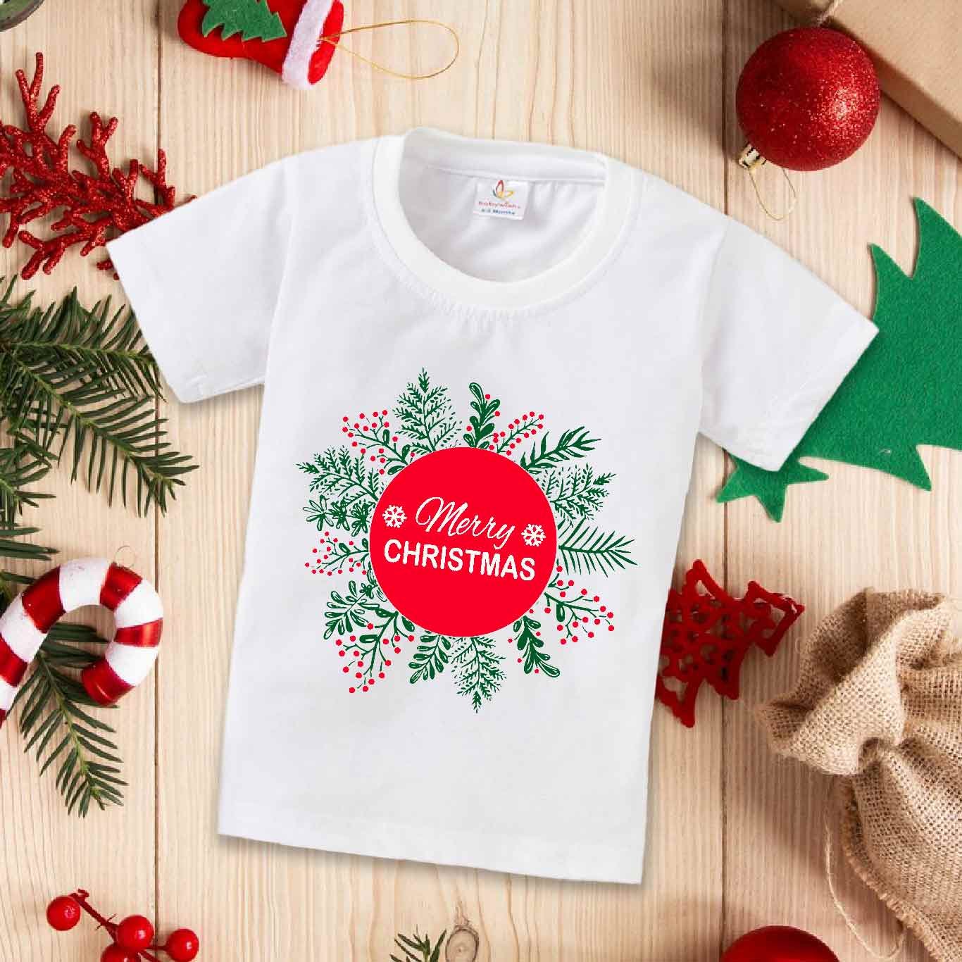 Babywish Christmas T-shirt My First Christmas T-shirt Merry Christmas Floral Print