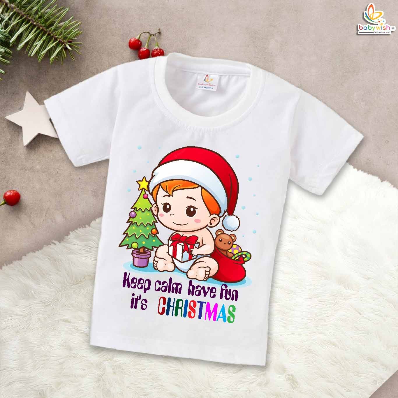 Babywish Christmas T-shirt My First Christmas T-shirt Keep Calm Have Fun It's Christmas