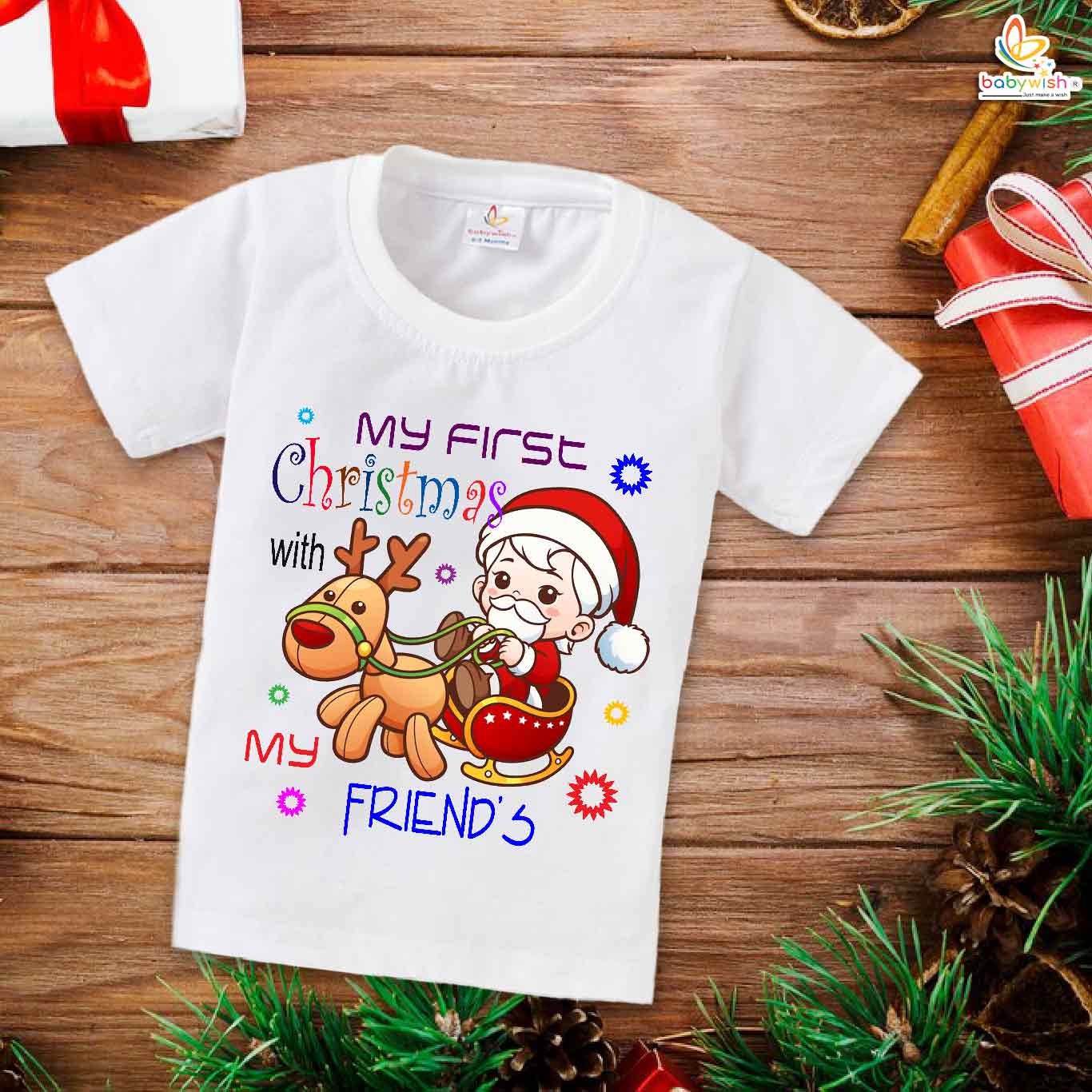 Babywish Christmas T-shirt My First Christmas T-shirt My First Christmas With my Friends