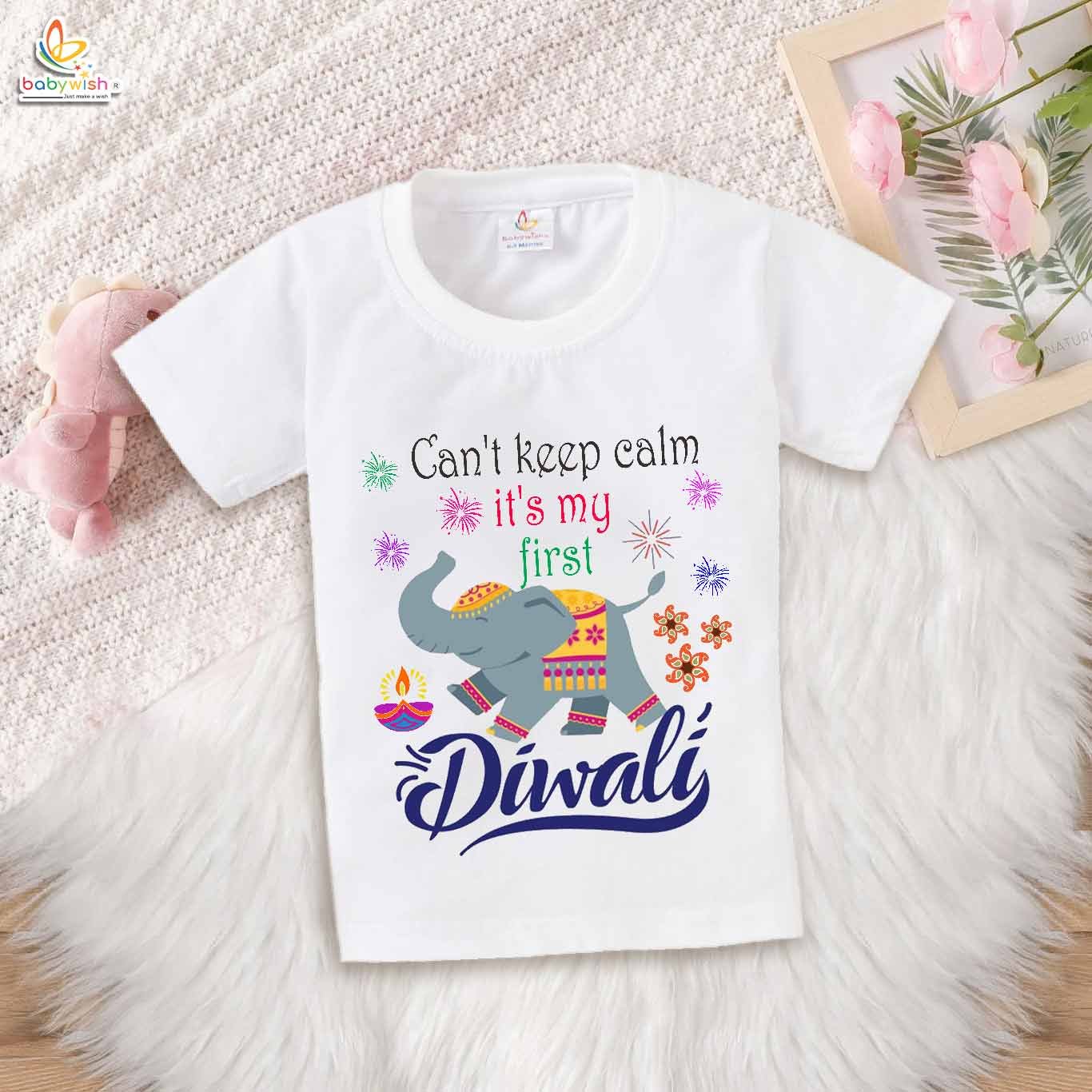 Babywish Baby Diwali T-shirt My First Diwali Can't Keep Calm It's Diwali