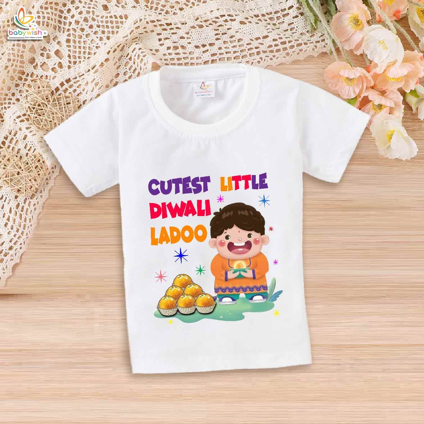 Babywish Baby Diwali T-shirt My First Diwali Cutest Little Diwali Ladoo