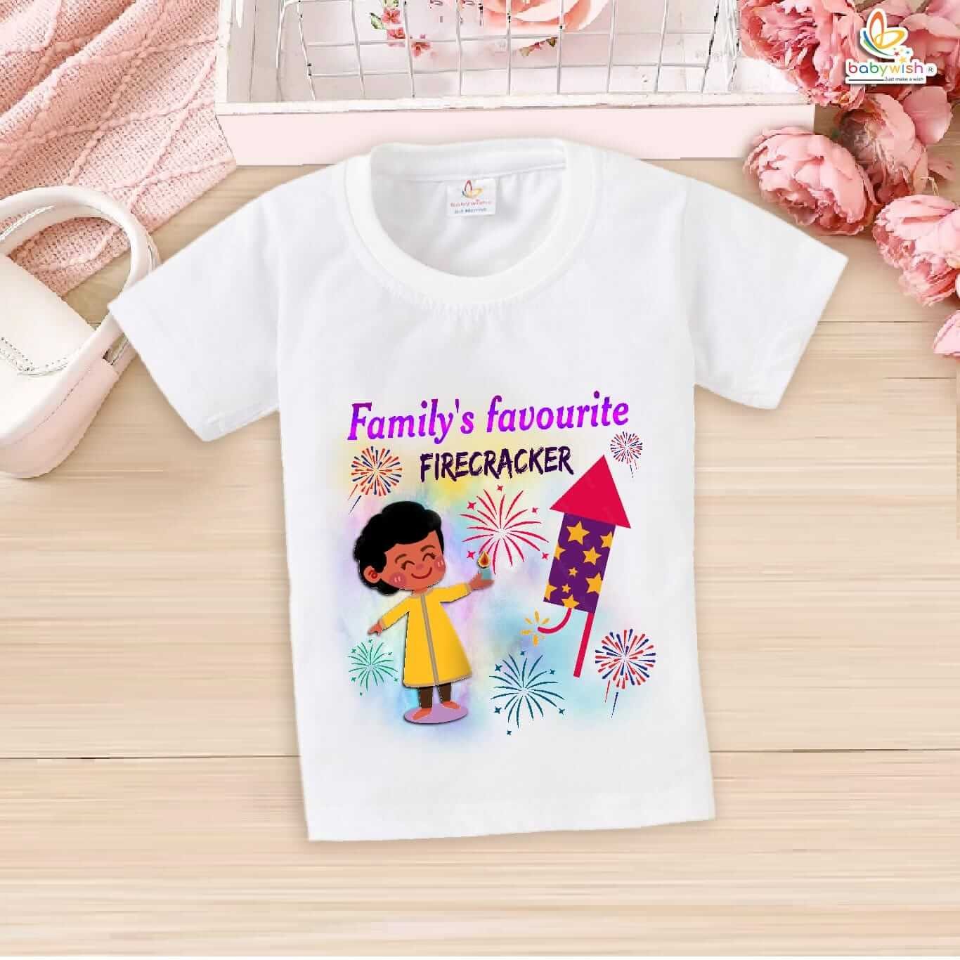 Babywish Baby Diwali T-shirt My First Diwali Family Favourite Firecracker