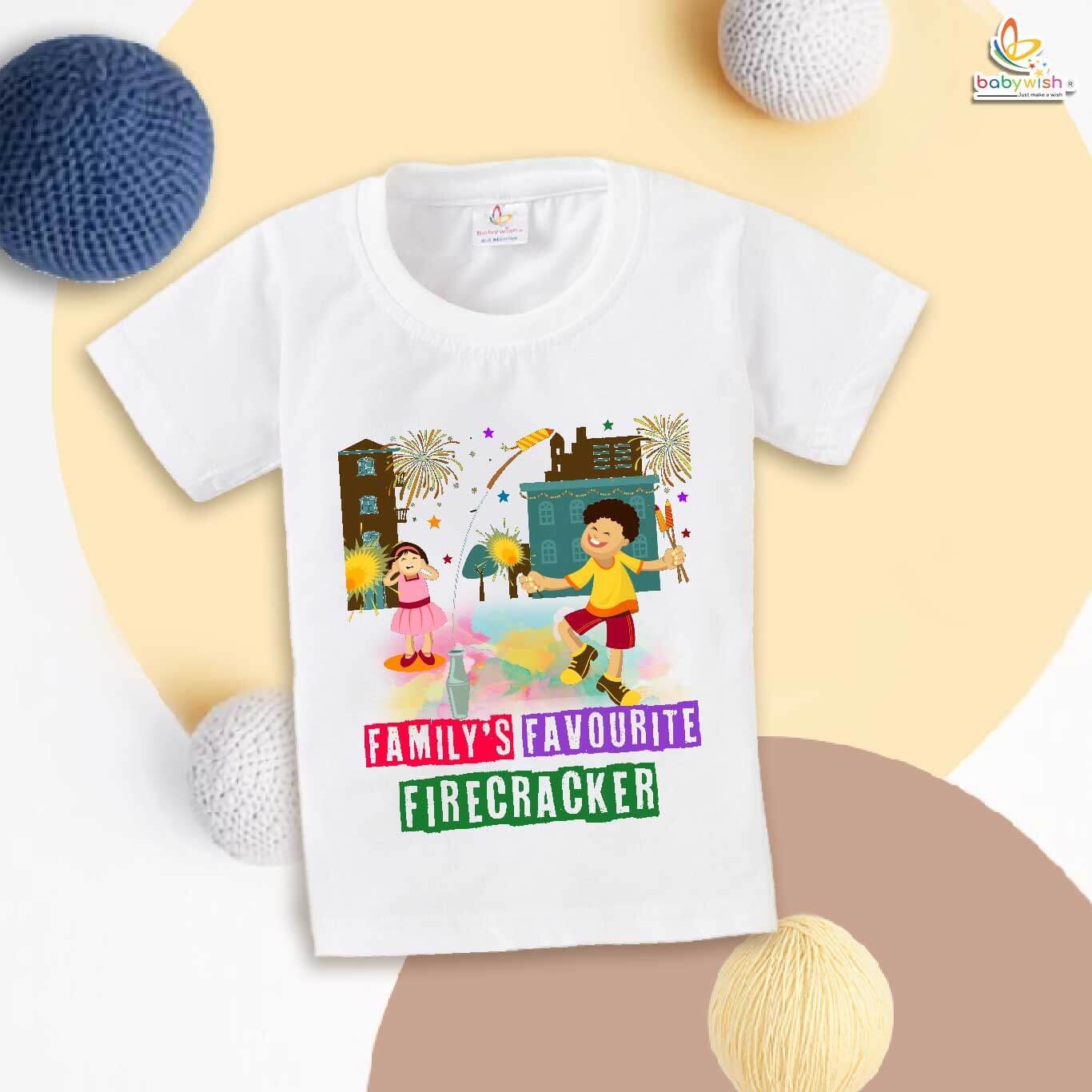 Babywish Baby Diwali T-shirt My First Diwali Family's Favourite Firecracker