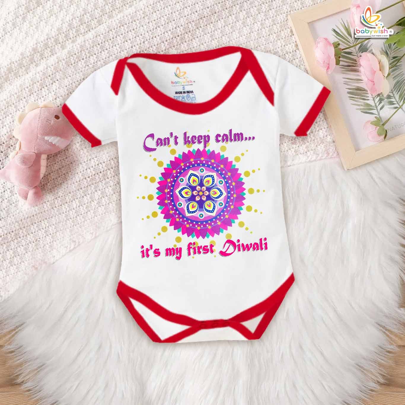 Babywish Baby Diwali Romper Bodysuit My First Diwali Can't Keep Calm It's My First Diwali