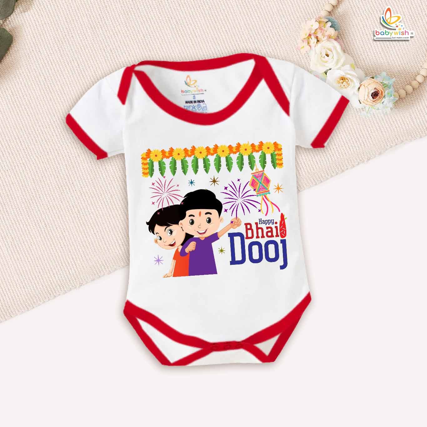 Babywish Baby Diwali Romper Bodysuit My First Diwali Happy Bhai Dooj