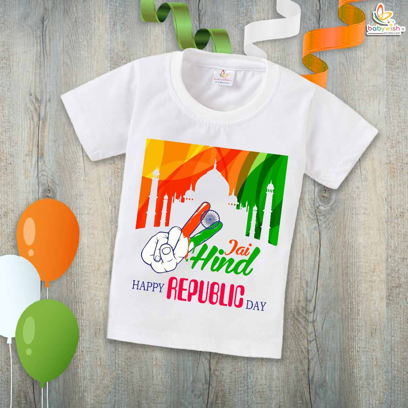 Babywish Republic Day T-shirt My First Republic Day T-shirt Jai Hind Happy Republic Day Taj Mahal