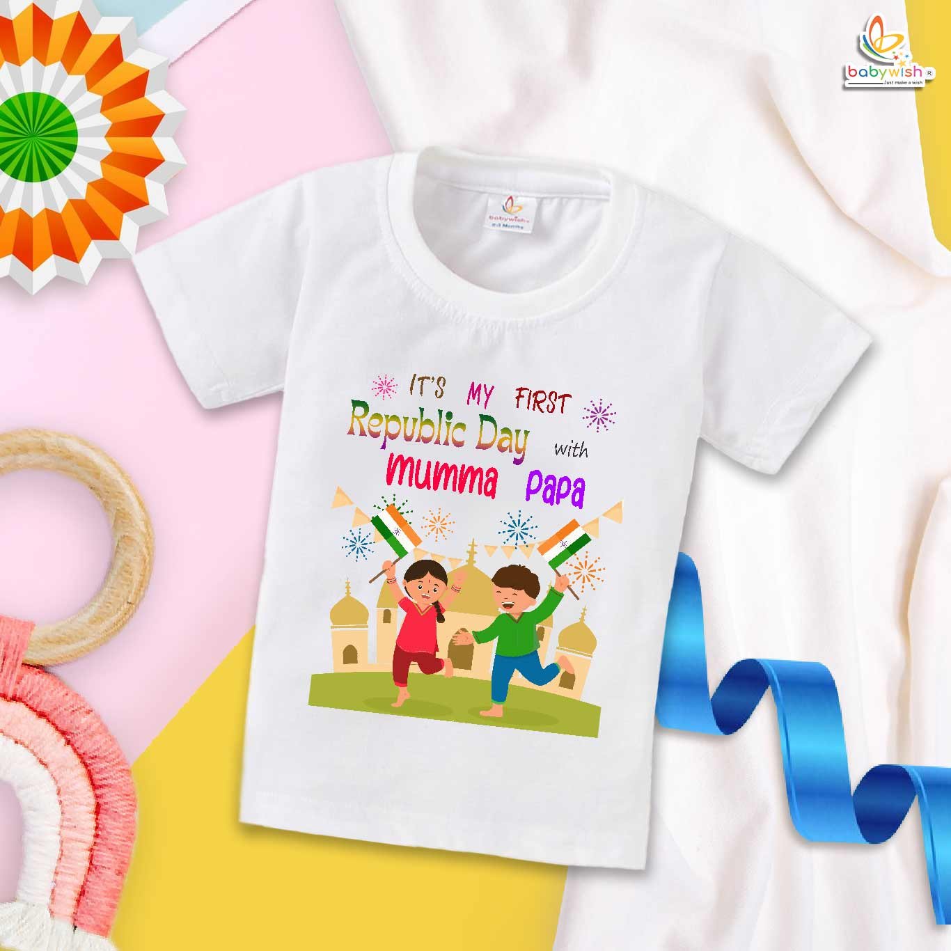 Babywish Republic Day T-shirt My First Republic Day T-shirt It's My First Republic Day With Mumma Papa