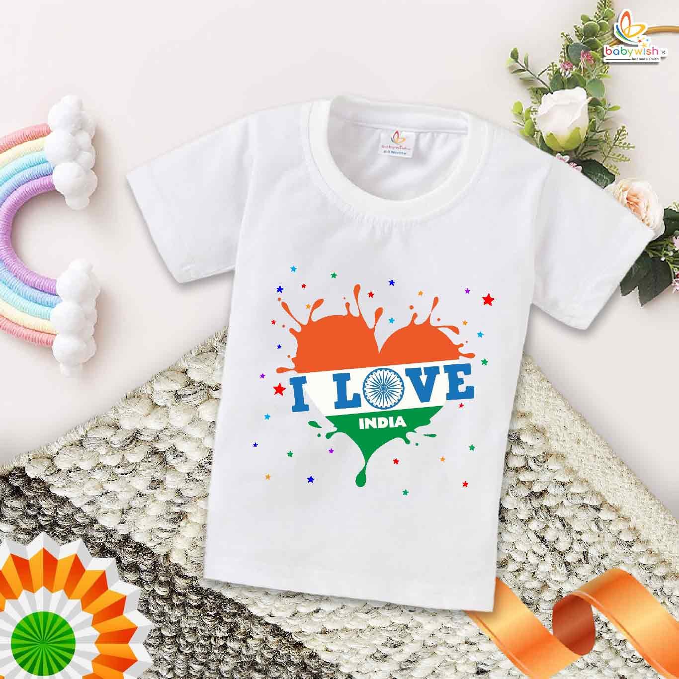 Babywish Republic Day T-shirt My First Republic Day T-shirt I LOVE INDIA