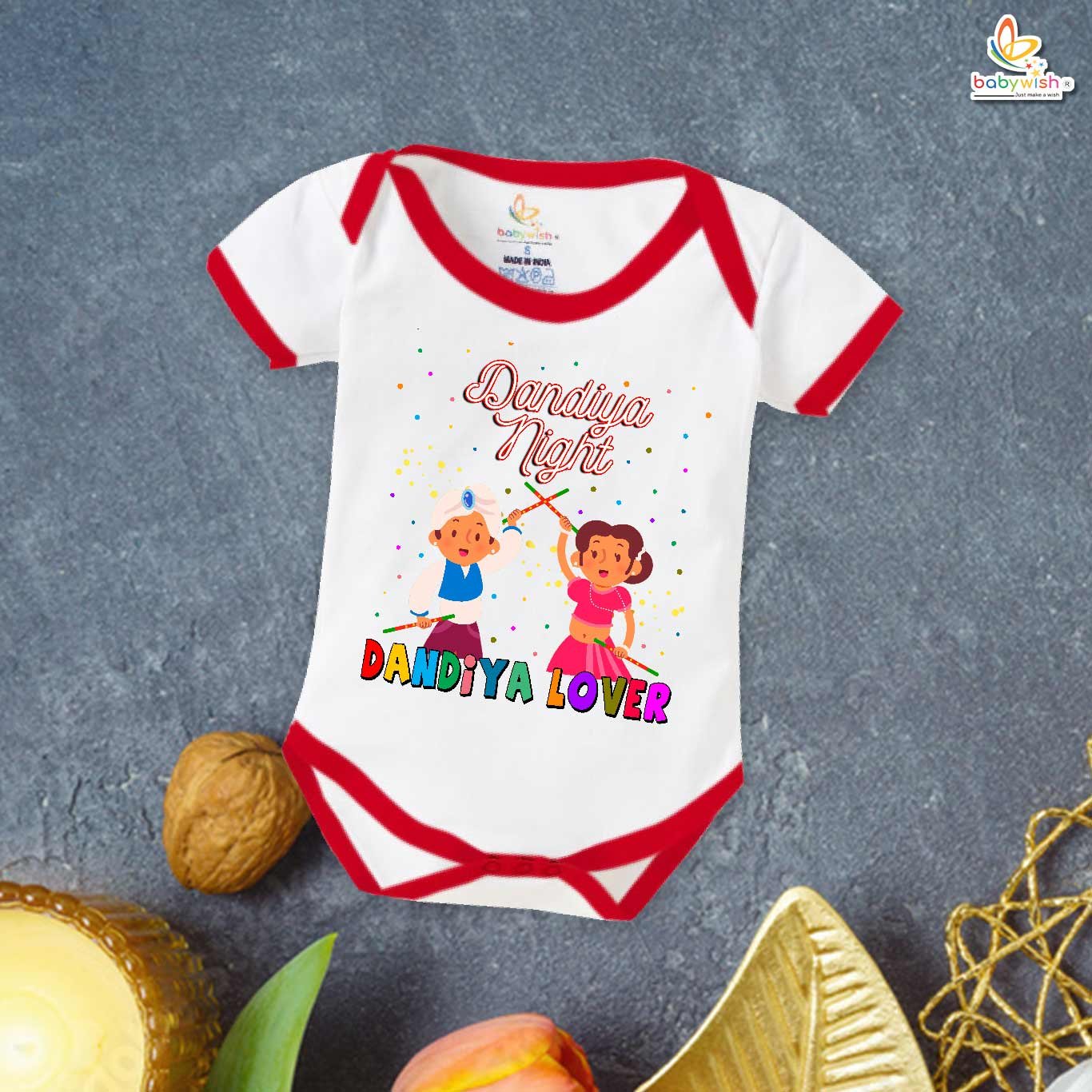 Baby Navratri Romper Bodysuit for Girls, My First Dussehra, Dandiya Night With Dandiya Lover – Babywish